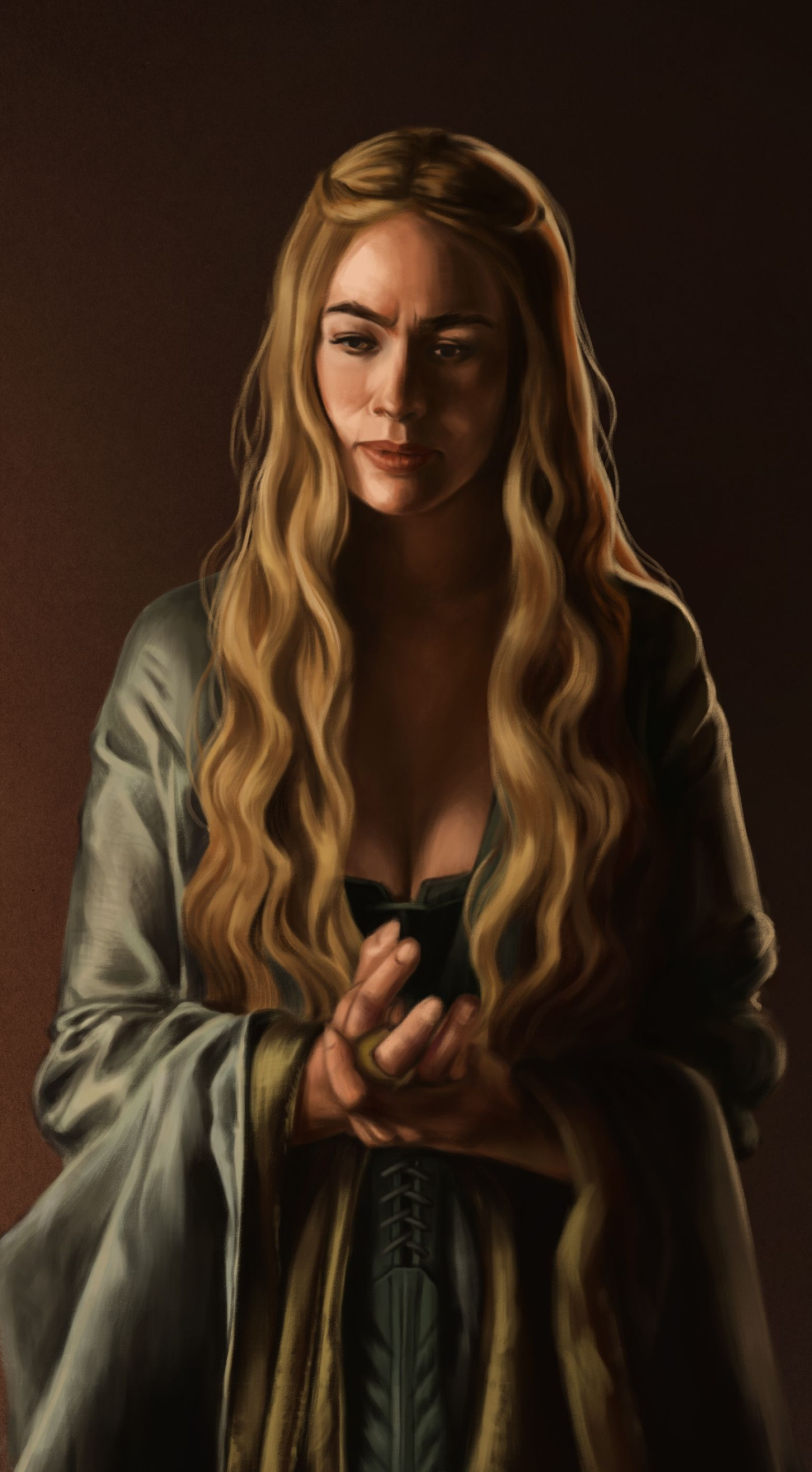 Cersei Lannister, Lannister family, Lannister art, Study, 1740x3140 HD Handy