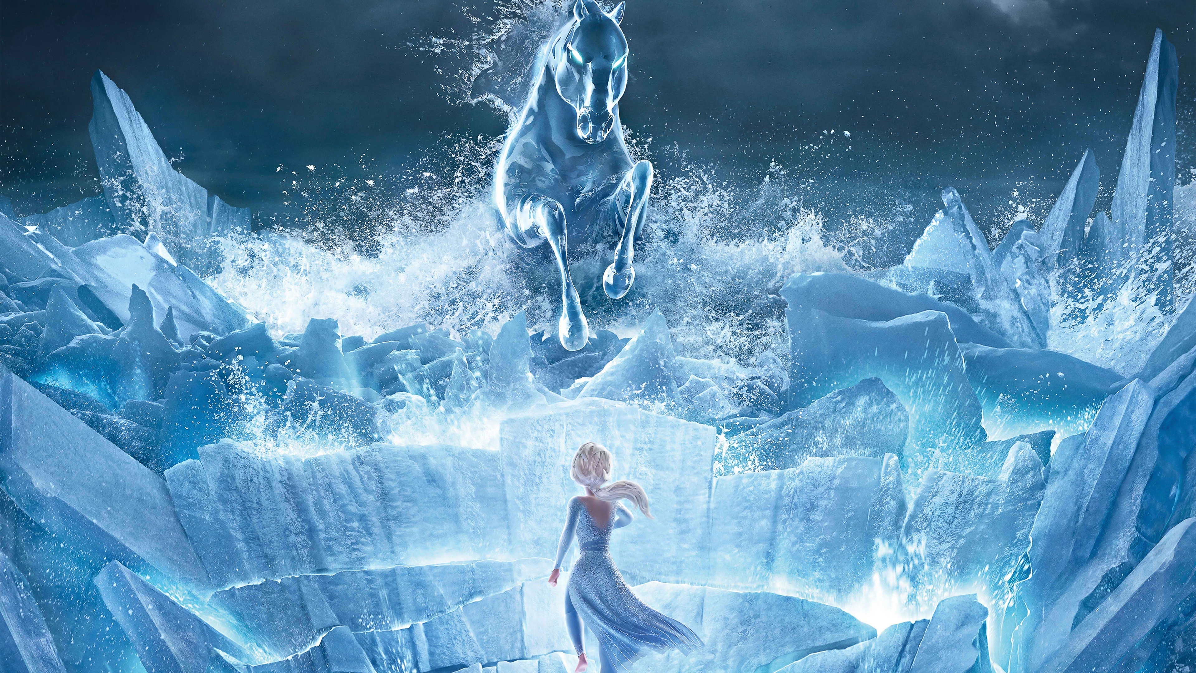 Elsa wallpaper, Frozen 2, Nokk water spirit, Animation, 3840x2160 4K Desktop