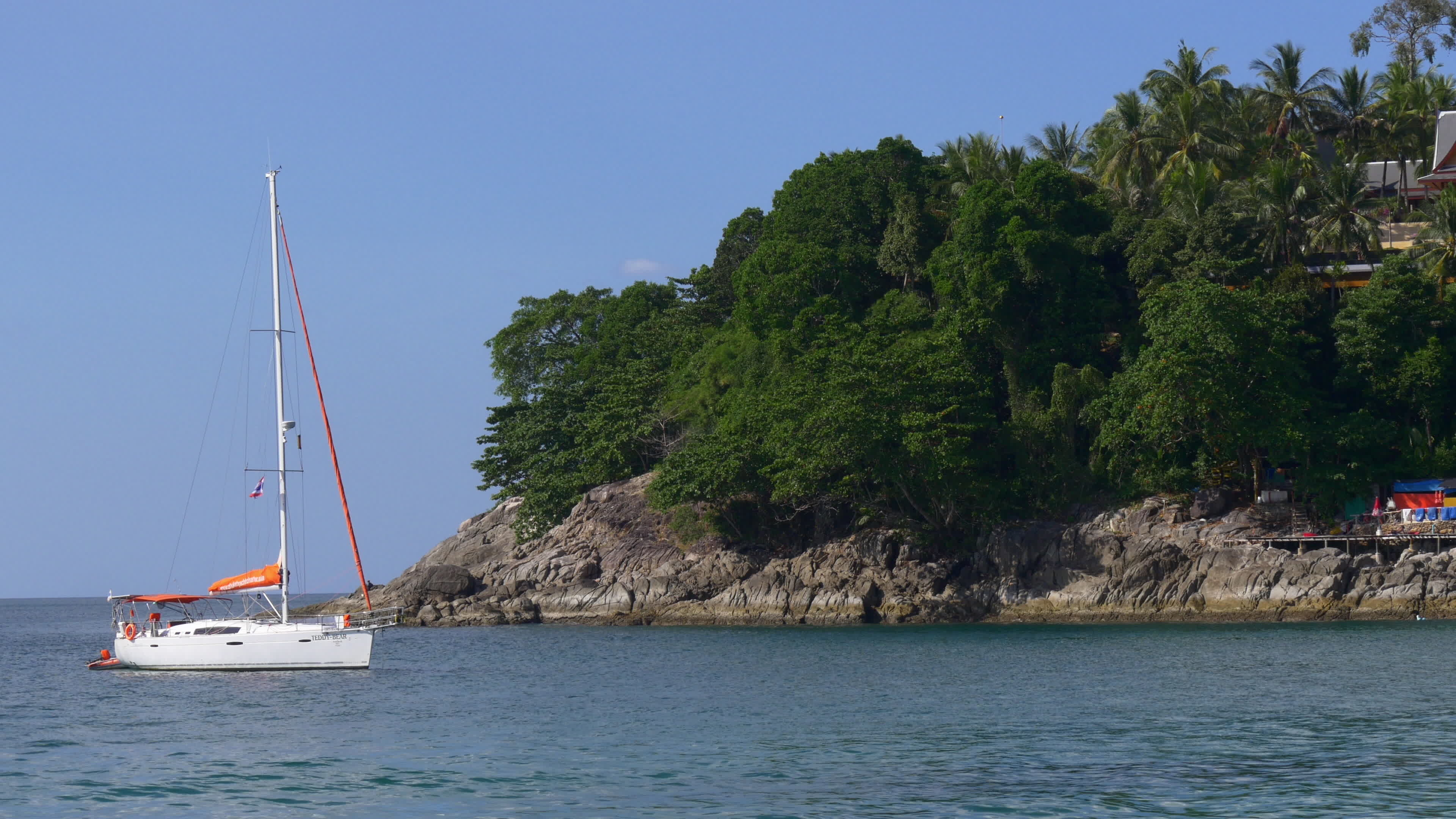 Sail Boat: A cruising yacht, Recreational sailing, Phuket. 3840x2160 4K Background.