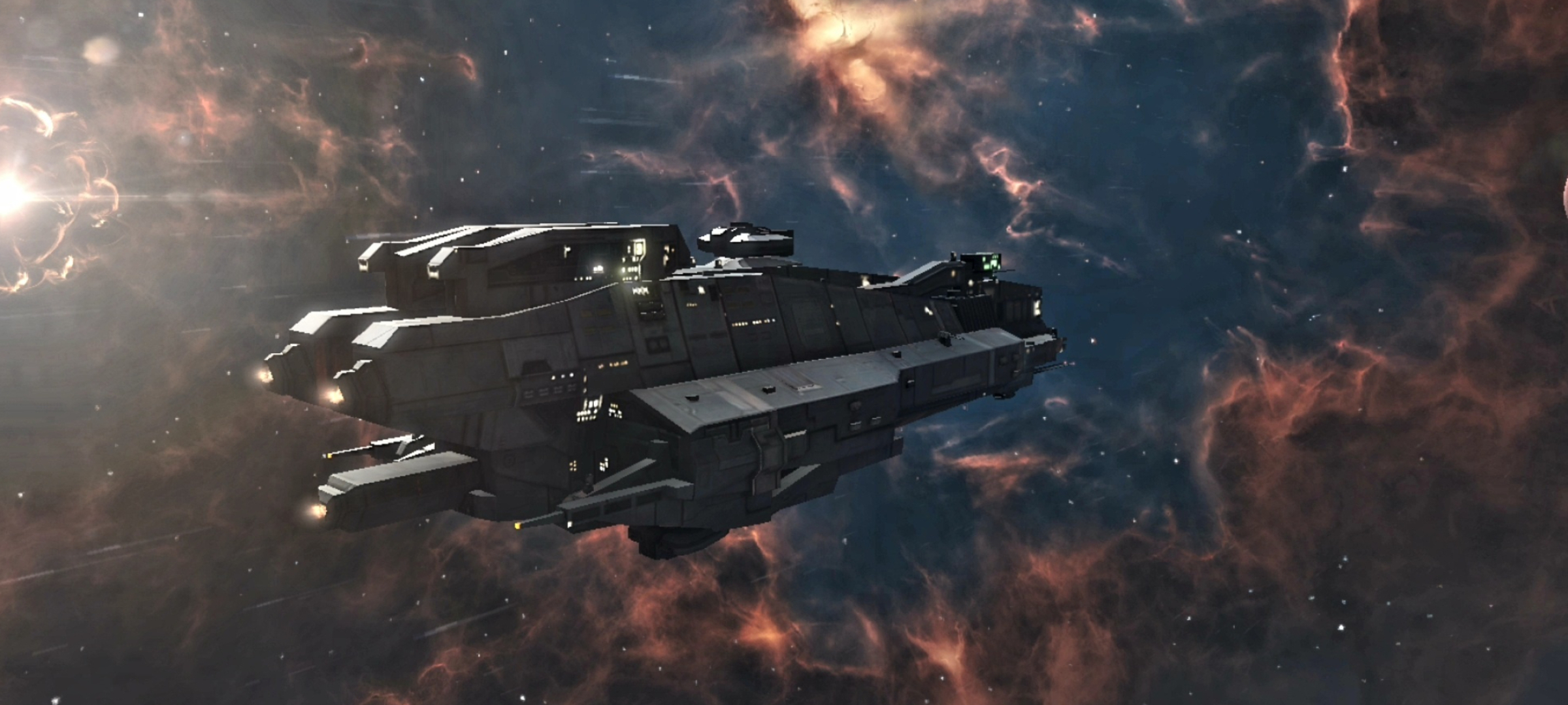 Infinite Lagrange: Space simulation game, Ships are required to make Fleets for Operations. 2400x1080 Dual Screen Background.