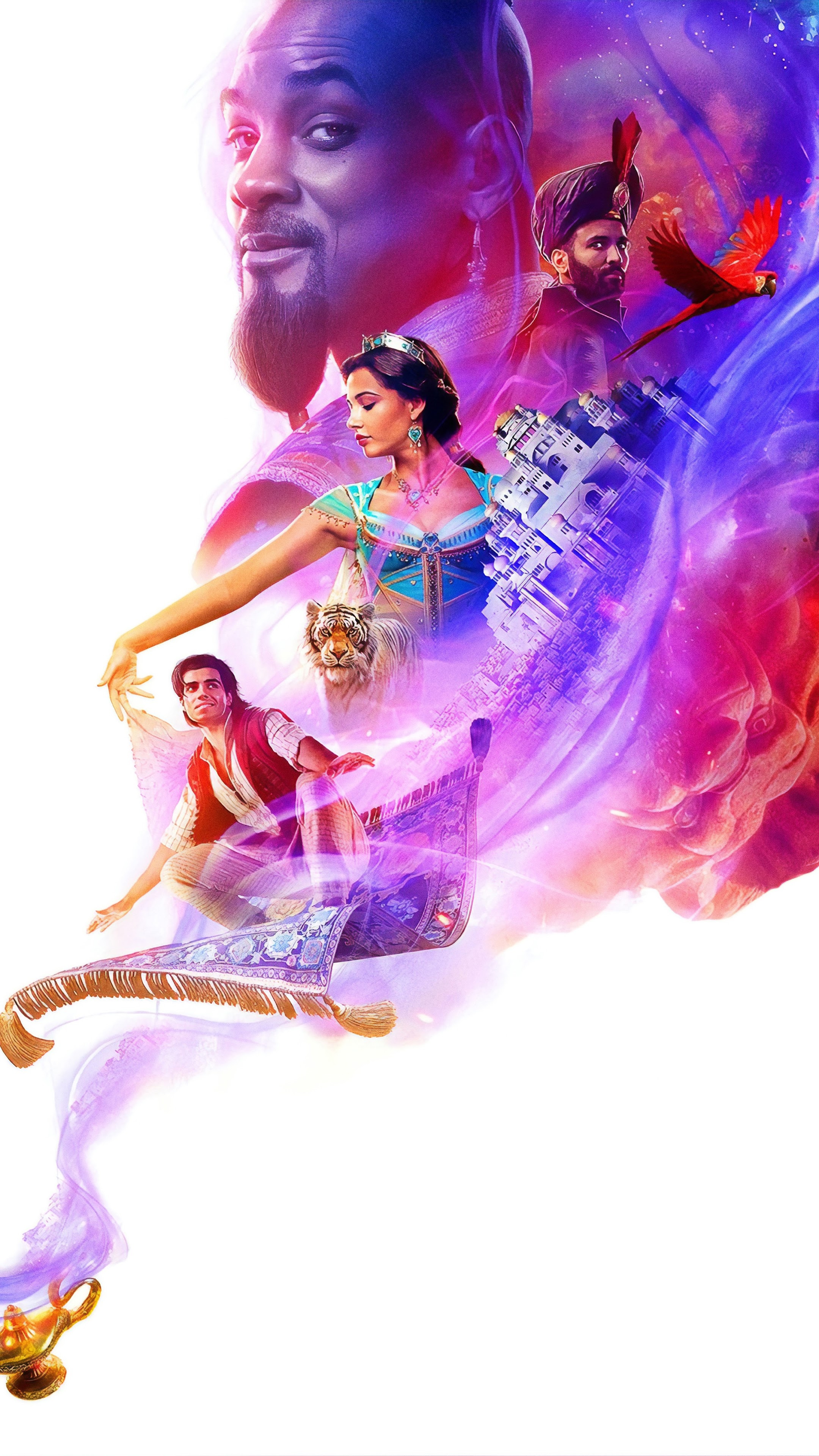 Aladdin 2019, Characters, 8K wallpaper, 2160x3840 4K Phone