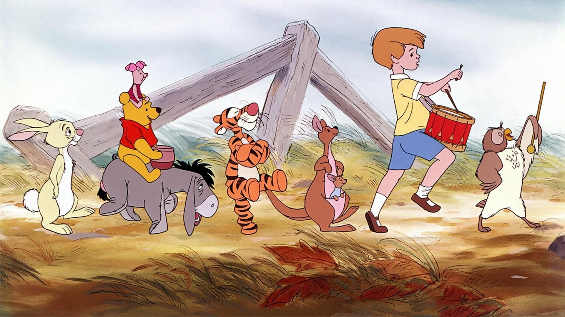 The Many Adventures of Winnie the Pooh: The roly-poly little bear and his animal friends plus Christopher Robin find themselves in one ticklish situation after another, 1977. 1920x1080 Full HD Wallpaper.