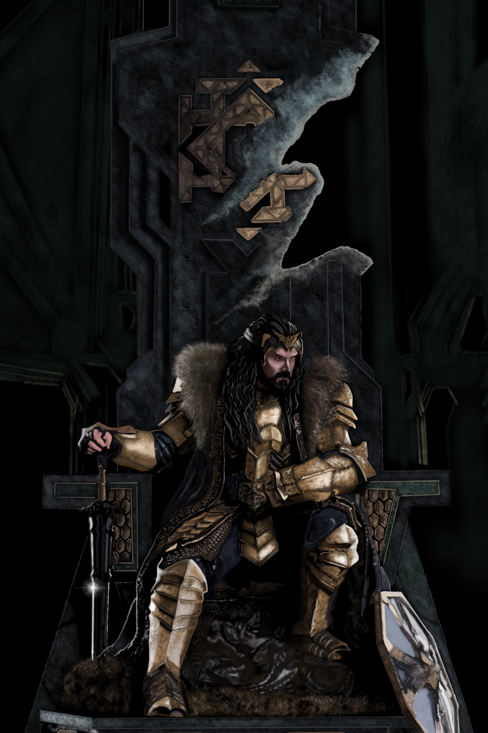 Thorin Oakenshield, King under the mountain, Whitewizardlotr artwork, 1590x2380 HD Phone
