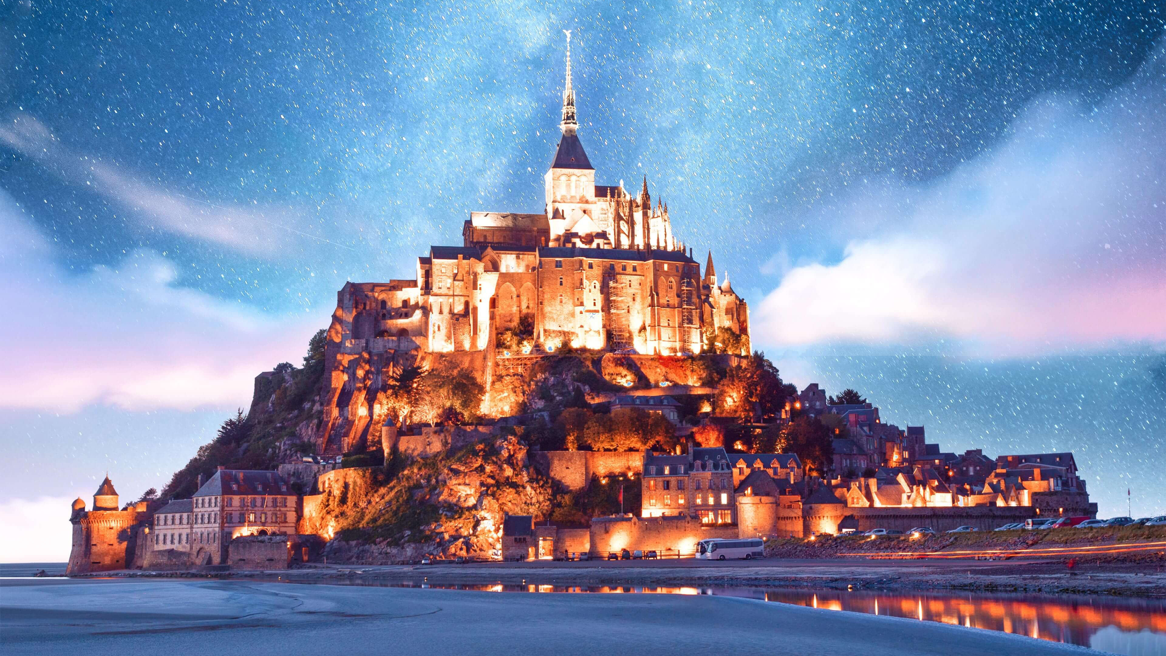 Schloss in Mont Saint Michel, 3840x2160 4K Desktop