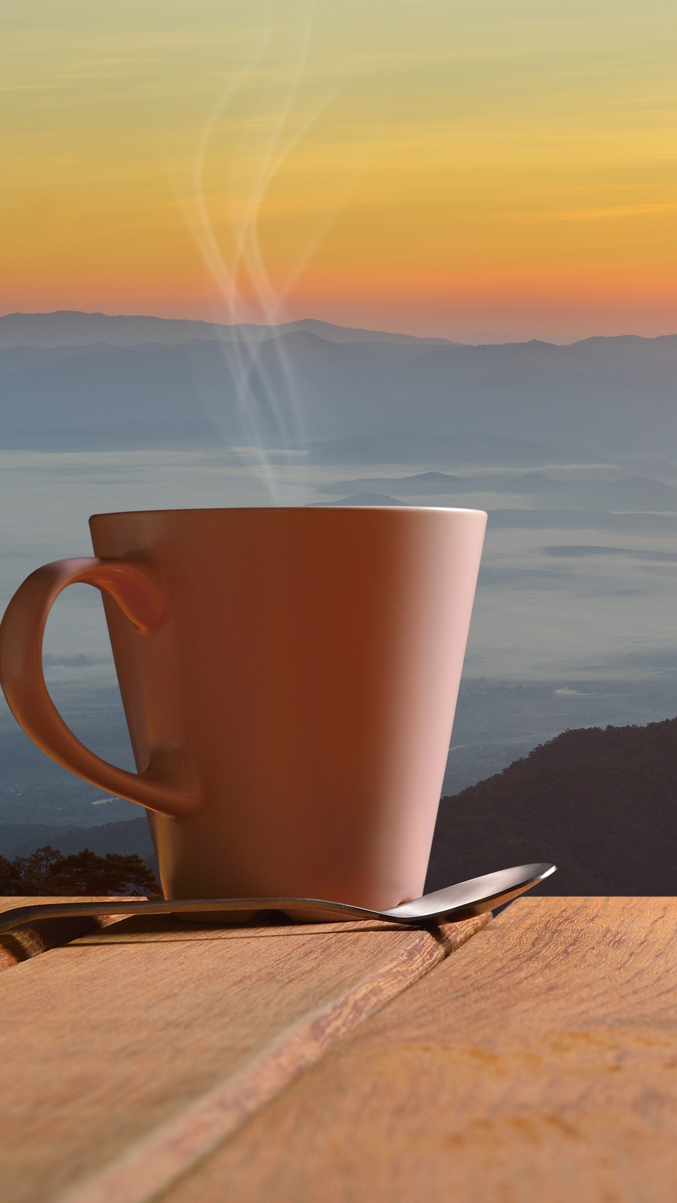 Morning coffee, Xperia wallpapers, Premium image quality, Sunlit ambiance, 2160x3840 4K Phone