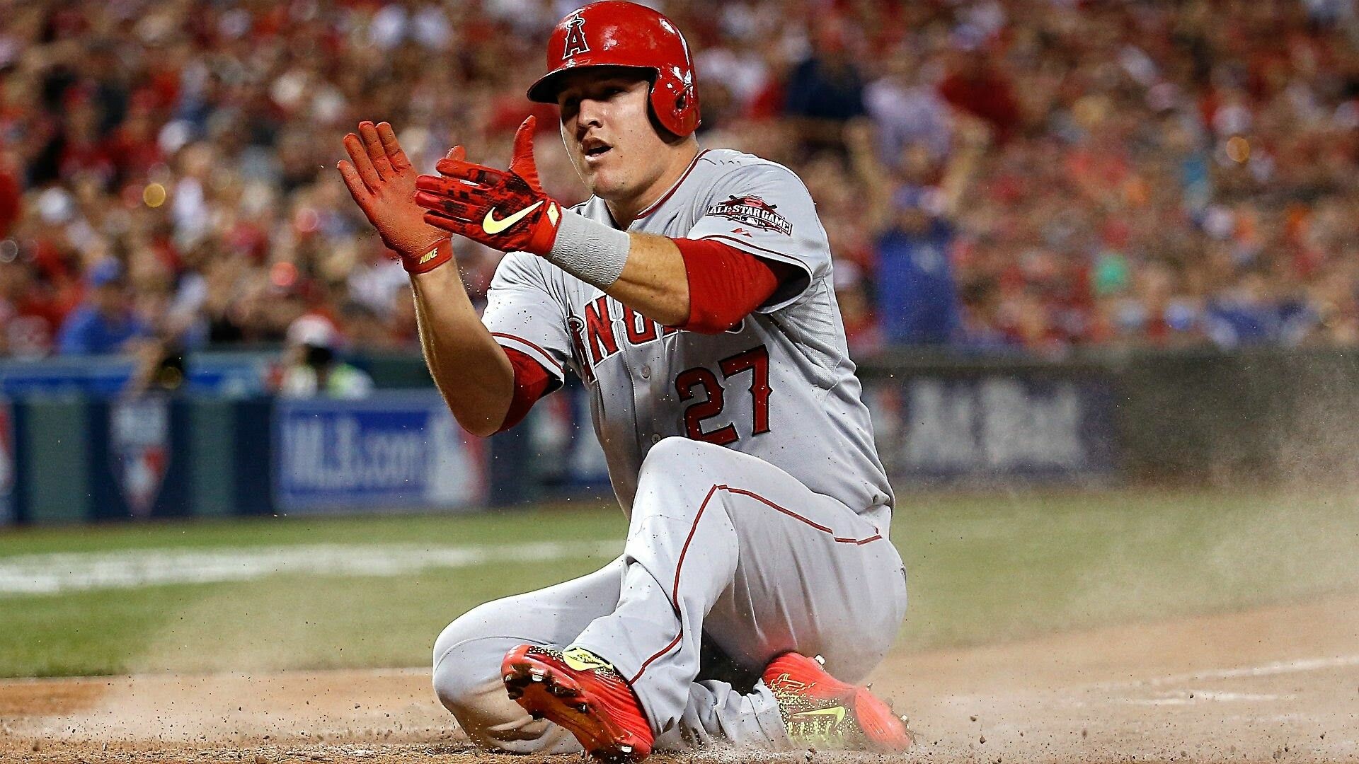 Mike Trout: The winner of the 2012 AL Rookie of the Year Award, Baseball. 1920x1080 Full HD Background.