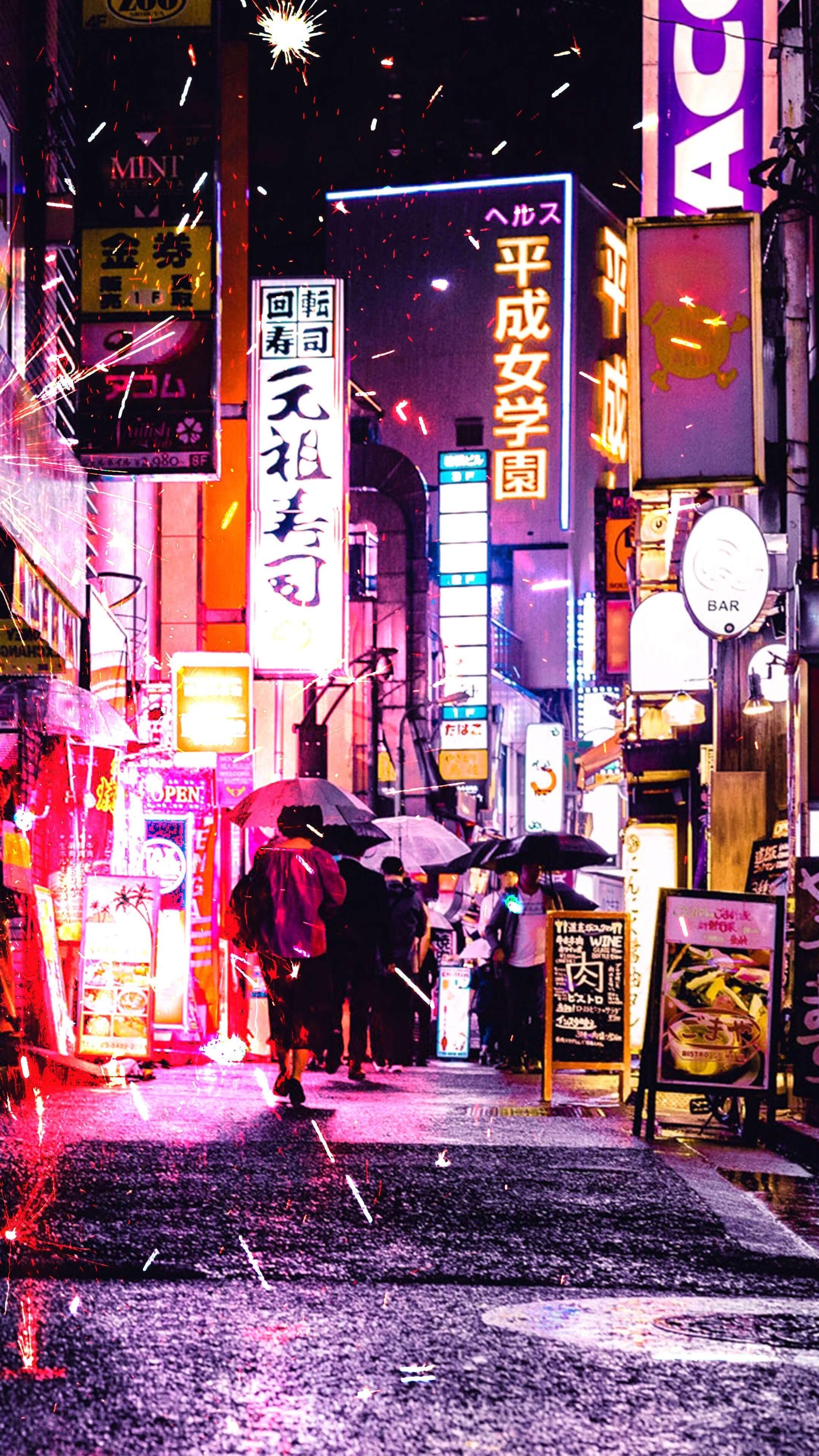 Japan street photography, Tokyo nights, Neon lights, Travel art, 2160x3840 4K Handy