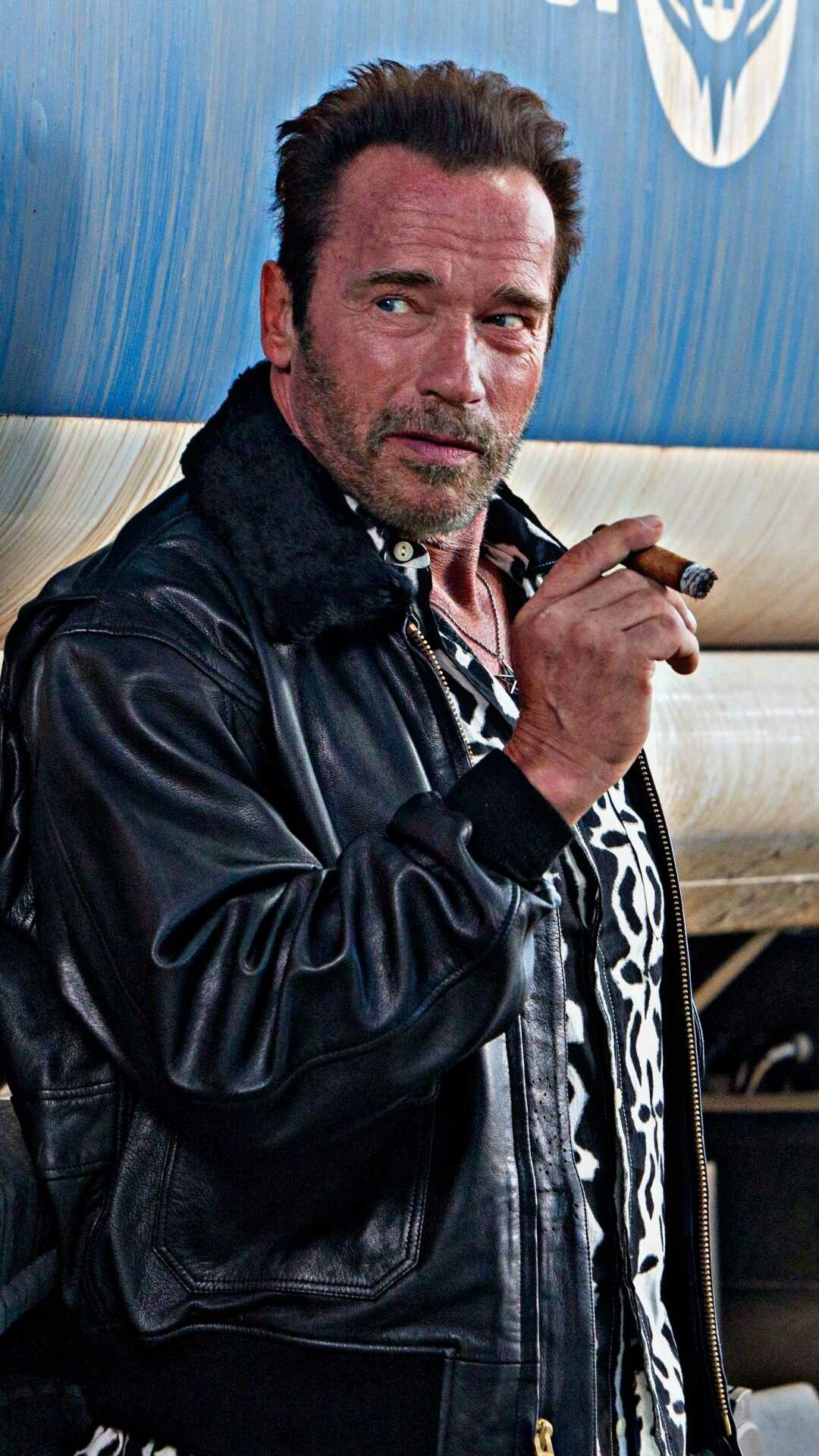 Arnold Schwarzenegger: Appeared as Trent "Trench" Mauser in a 2012 American action film, The Expendables 2. 1080x1920 Full HD Wallpaper.