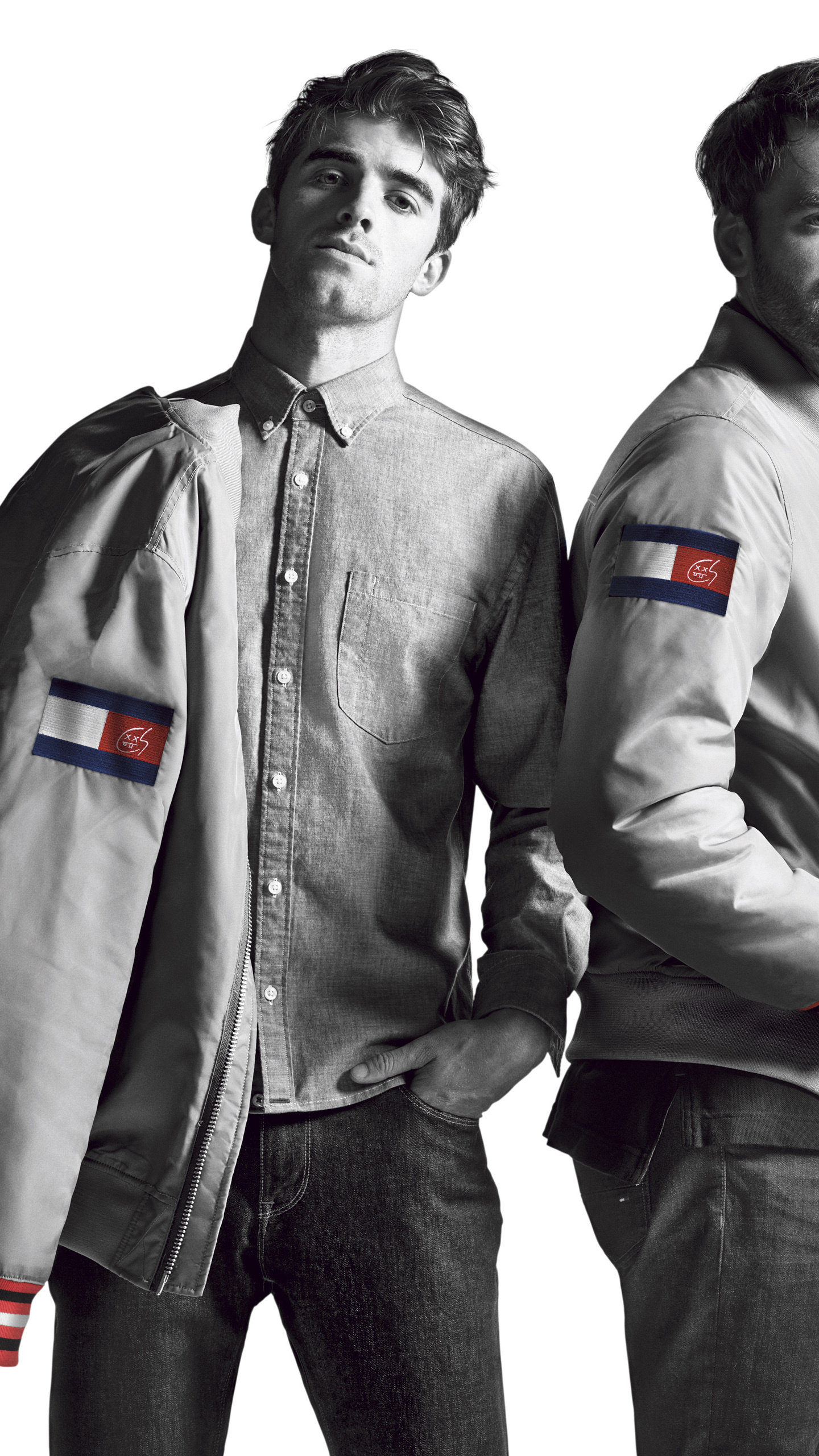Tommy Hilfiger: Andrew Taggart, Alex Pall, The Chainsmokers, An American electronic DJ and production duo. 1440x2560 HD Background.