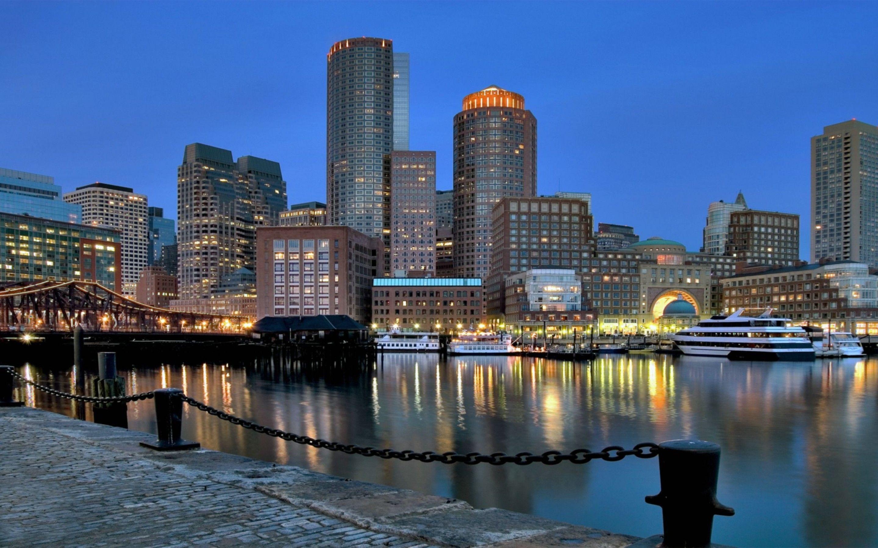 Boston Skyline, Harbor views, Serene waterfront, Top-rated collection, 2880x1800 HD Desktop