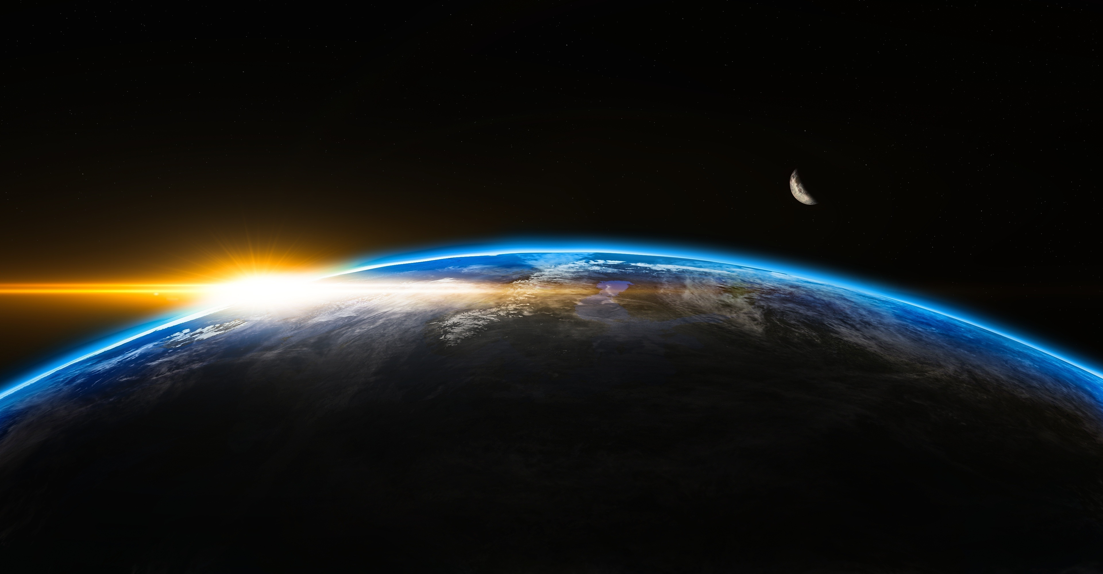 9 Planets, Earth planet, Sunrise, 4K wallpaper, 3840x2000 HD Desktop