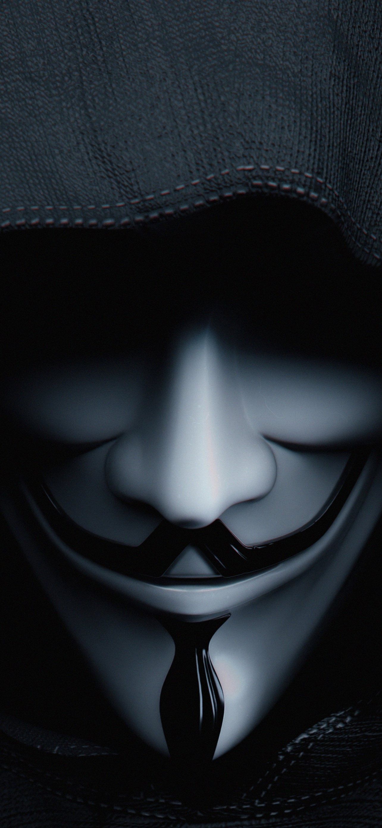 V for Vendetta: Anonymous mask, A stylized depiction of Guy Fawkes. 1290x2780 HD Wallpaper.