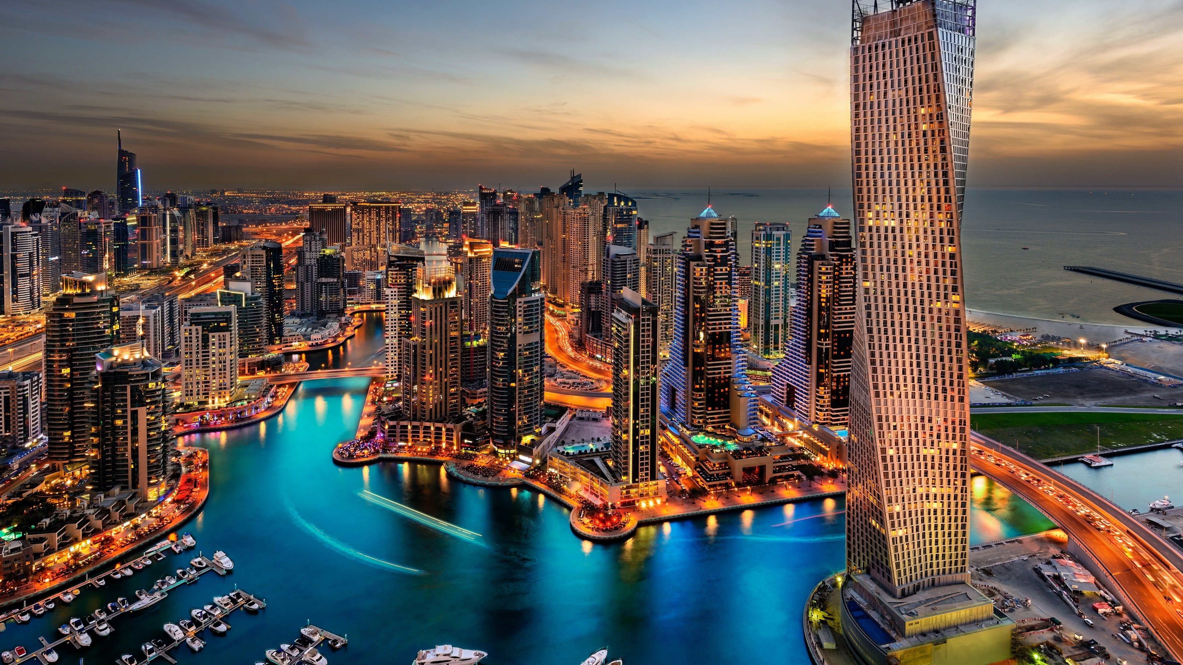 Dubai skyscrapers, United Arab Emirates, Urban skyline, Modern architecture, 3840x2160 4K Desktop