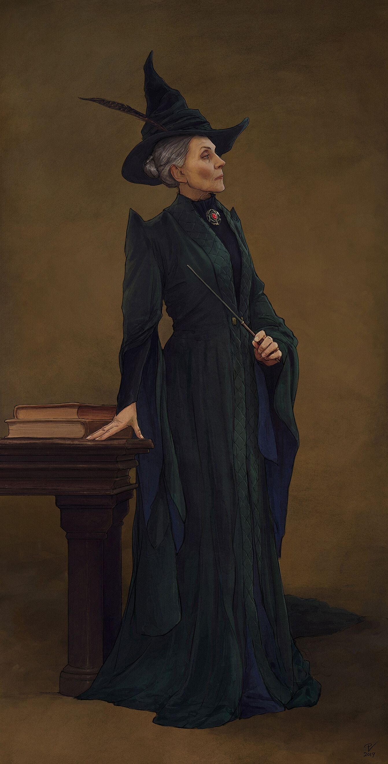 Professor McGonagall movie, Madame M portrait, Harry Potter illustrations, Artwork collection, 1350x2640 HD Phone