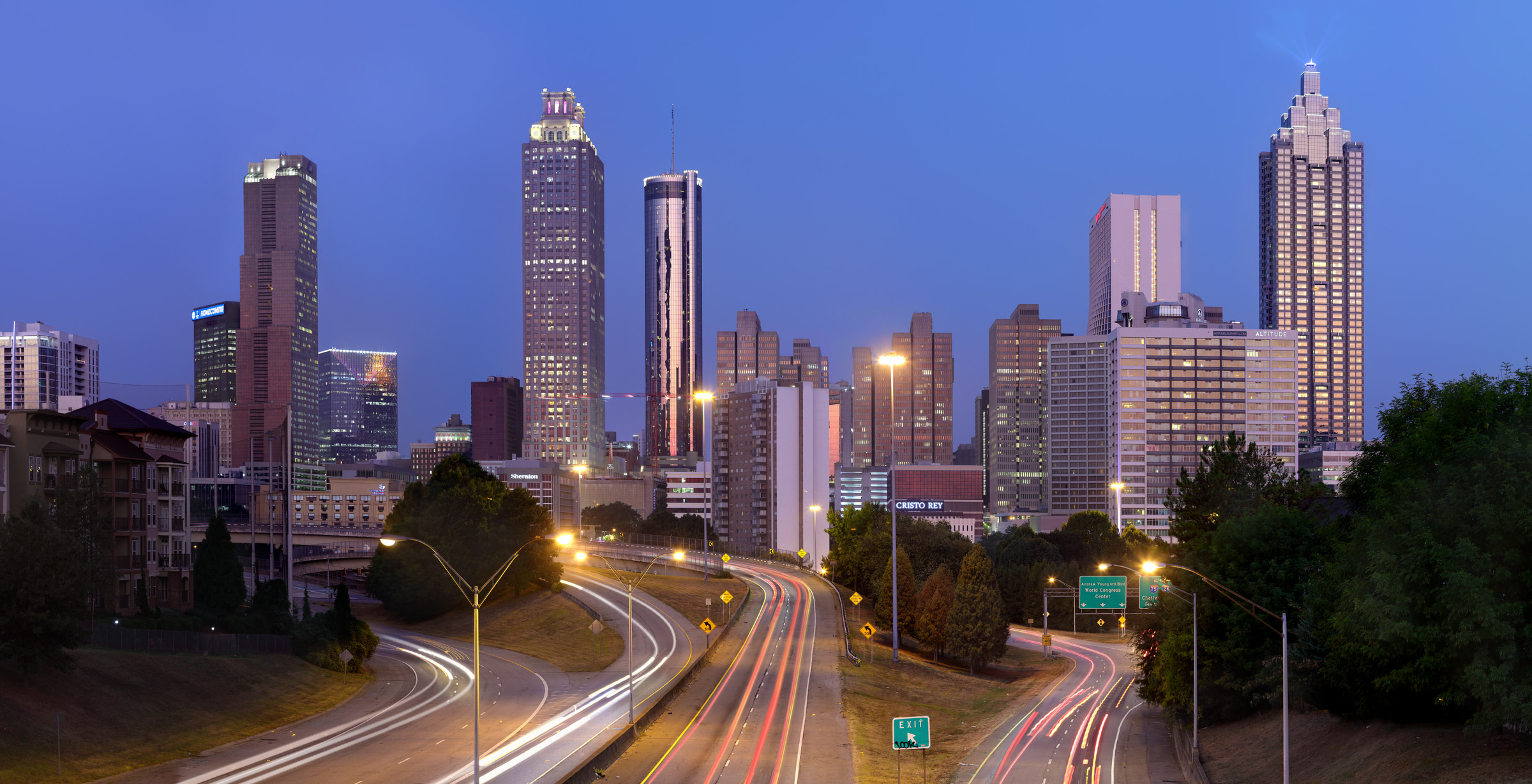 Atlanta Skyline, Travels, High resolution, Skyline photos, 2400x1230 HD Desktop