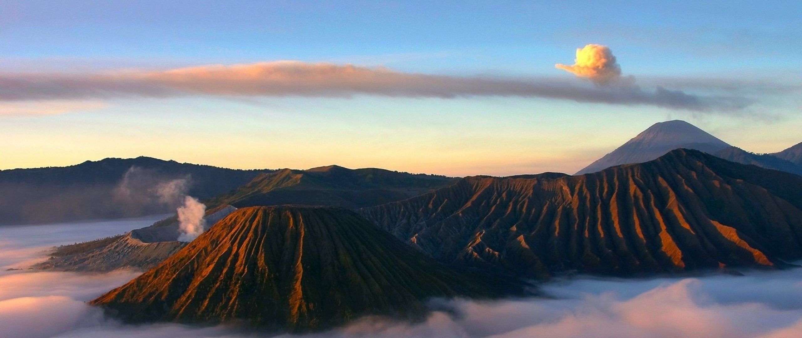 Mount Bromo, Beautiful wallpapers, Indonesian volcano, Landscapewallpaper, 2560x1080 Dual Screen Desktop