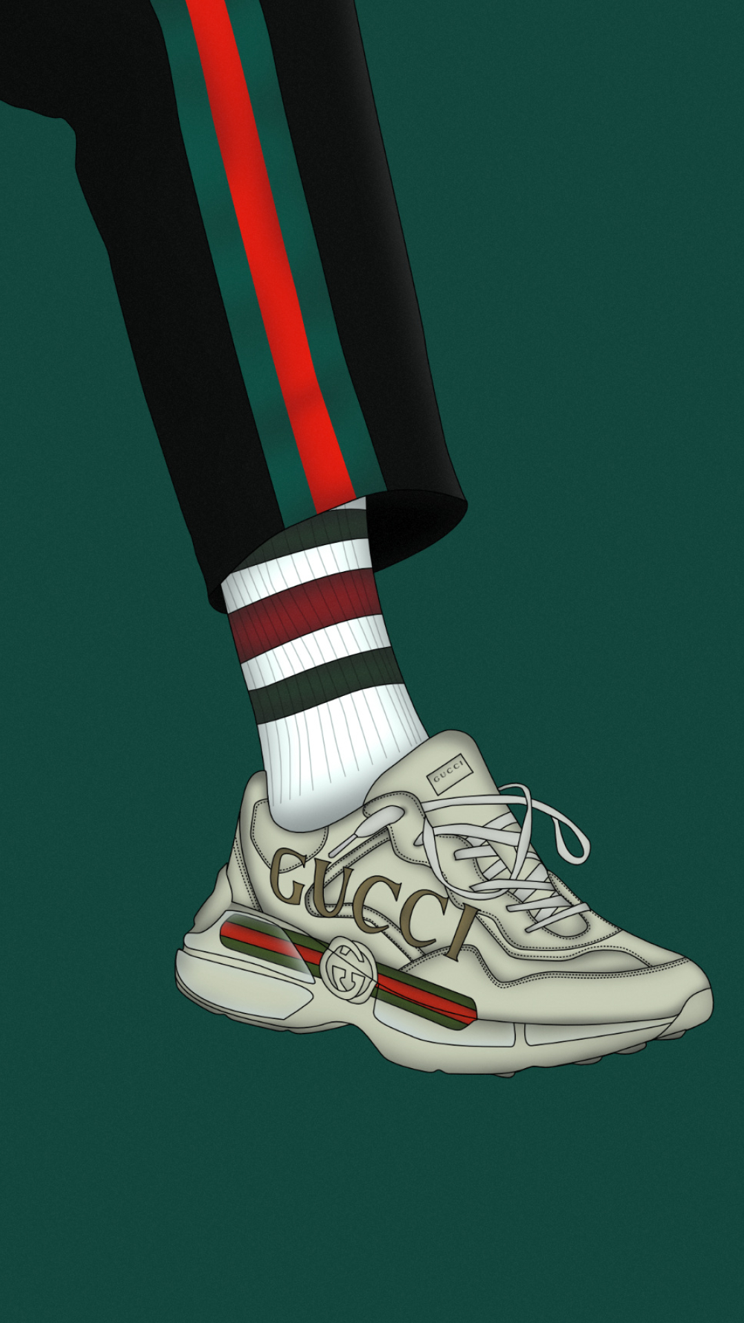 Gucci: The branded red and green woven stripe, The renowned color palette. 1080x1920 Full HD Background.