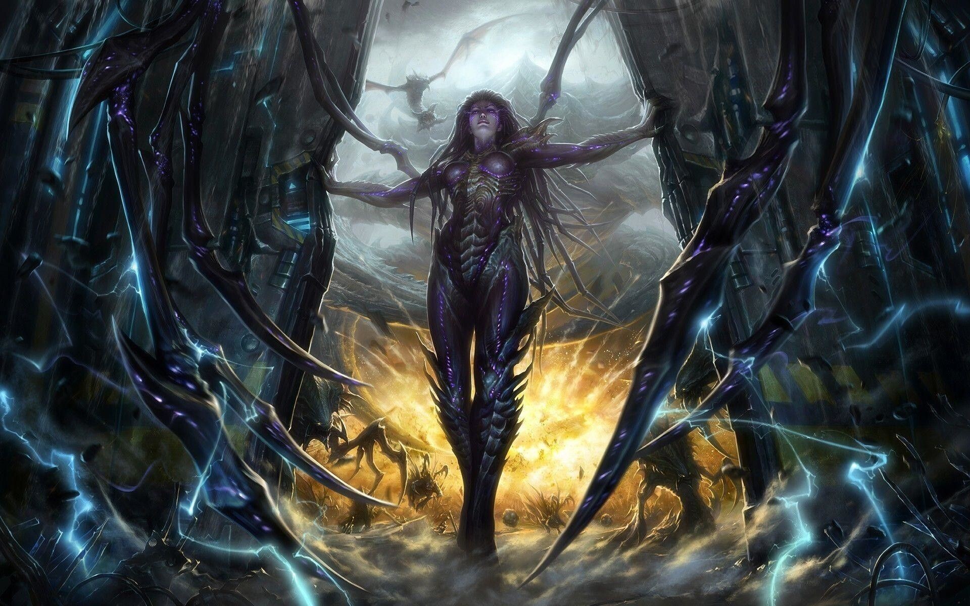 Ghost (Kerrigan): The powerful Zerg warrior and the Overmind Queen, Captured and infested by the insectoid. 1920x1200 HD Wallpaper.