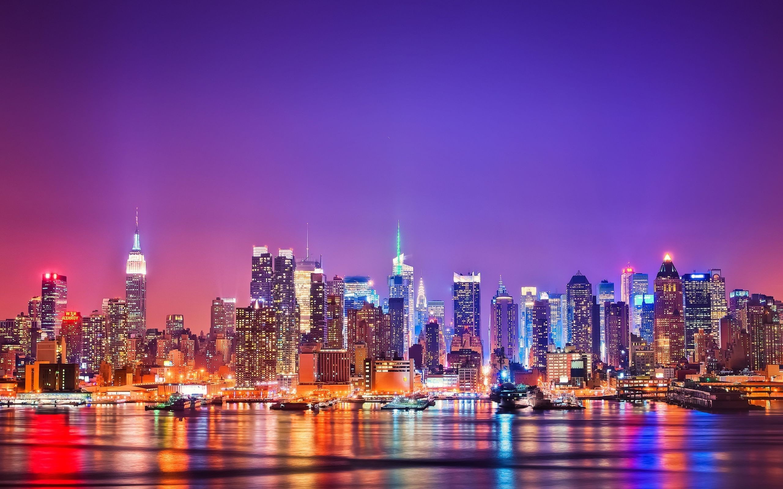 New York at Night, NYC light at night, High resolution wallpaper, 2560x1600 HD Desktop