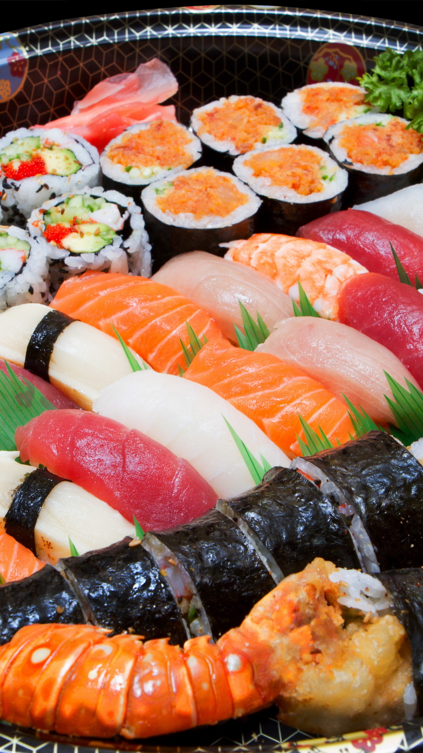 Sushi: Nigiri-zushi, A slice of raw fish or other topping on top of an oblong mound of rice. 1440x2560 HD Wallpaper.
