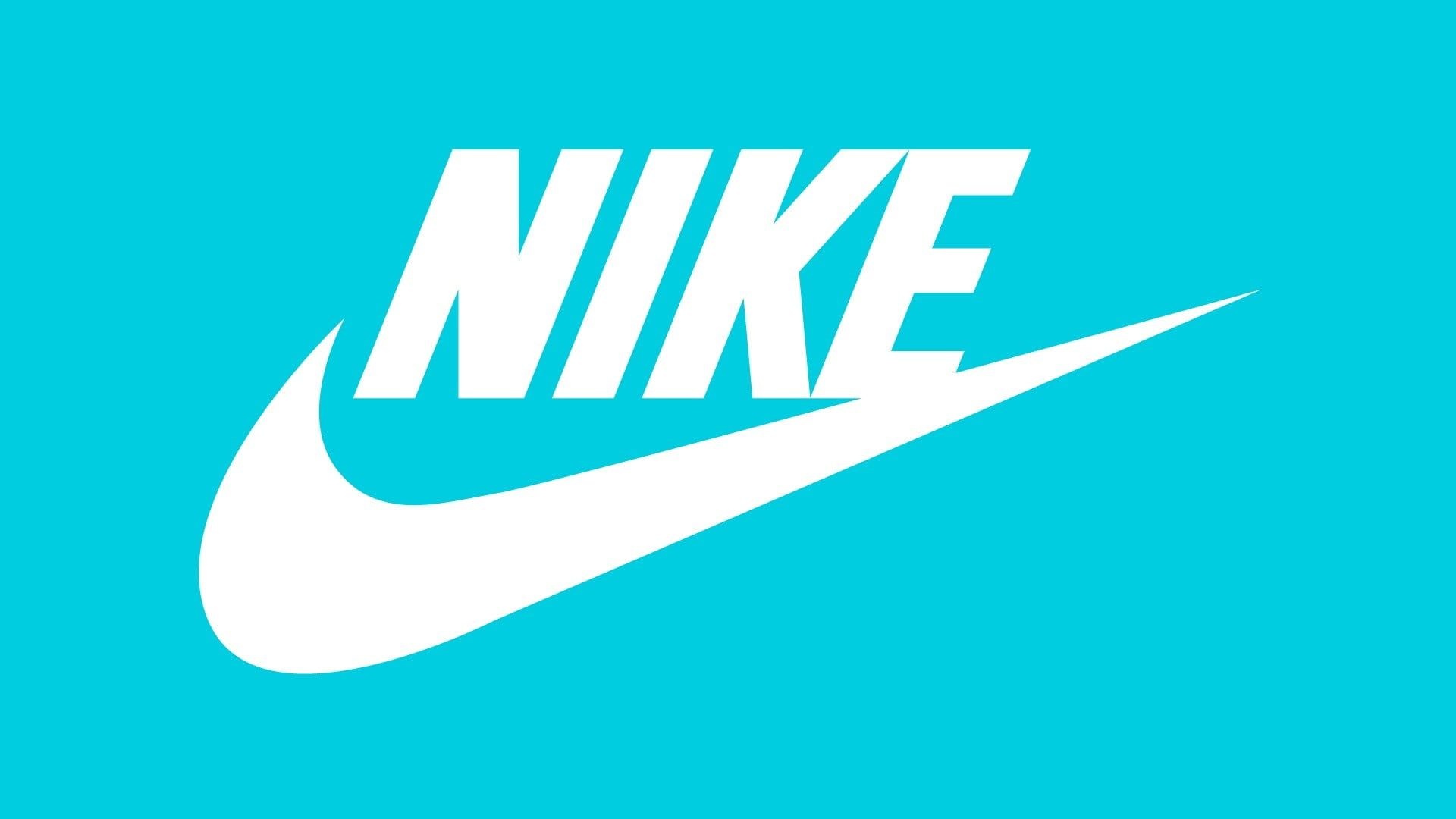 Nike logo, Sports icon, Cyan background, HD wallpaper, 1920x1080 Full HD Desktop