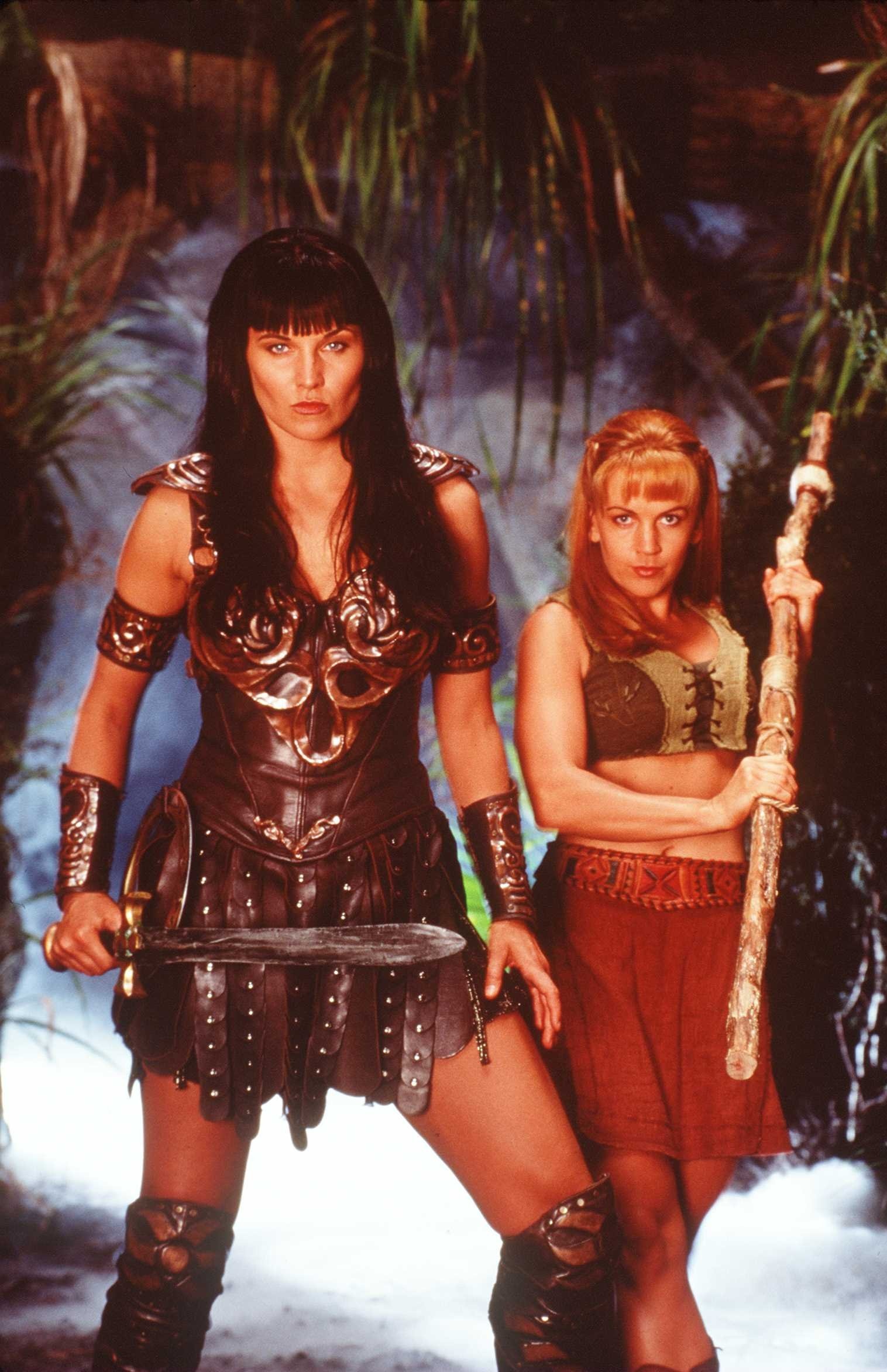 Xena: Warrior Princess (TV Series): Lucy Lawless and Renee O'Connor as Gabrielle, The leading characters. 1520x2350 HD Background.