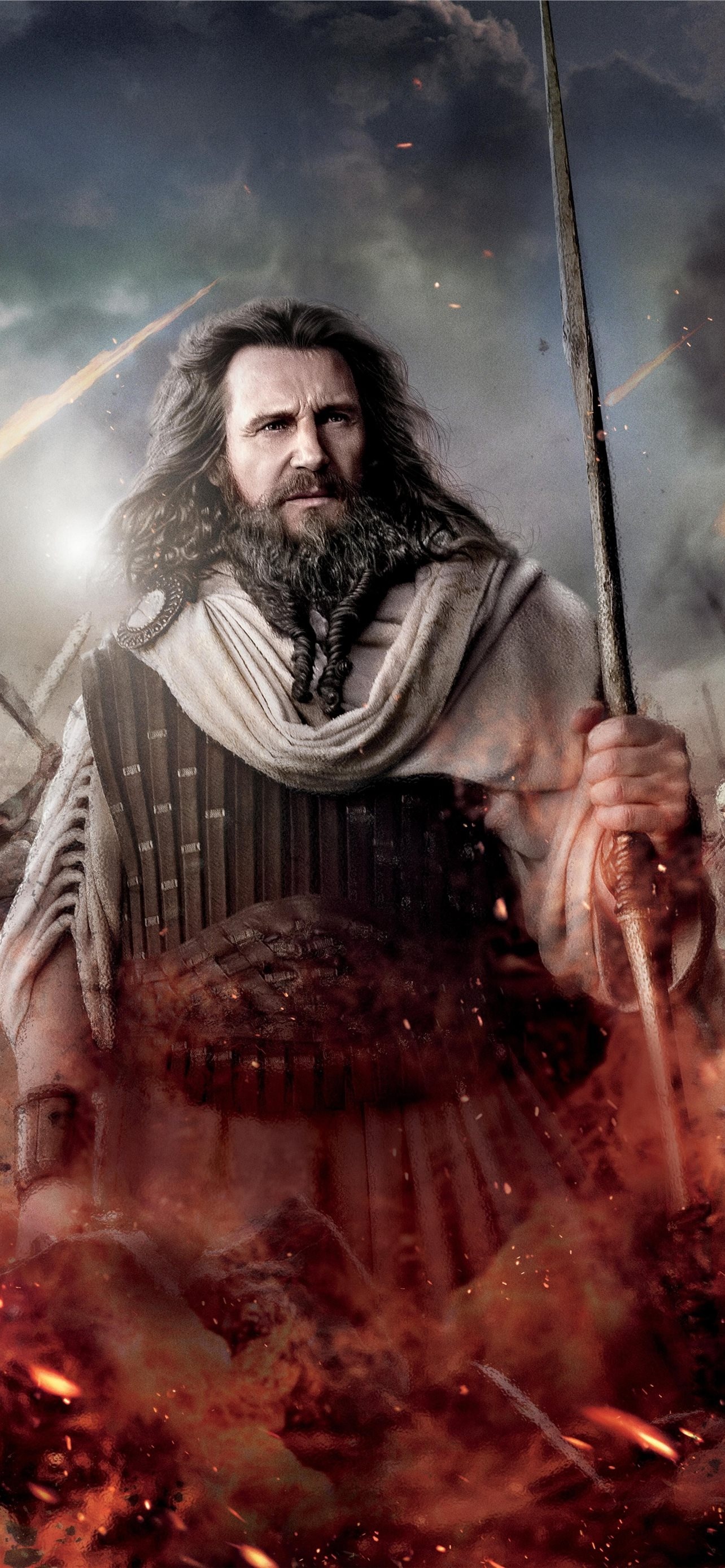 Liam Neeson, Artwork, Zeus in Wrath of the Titans, iPhone wallpapers, 1290x2780 HD Phone