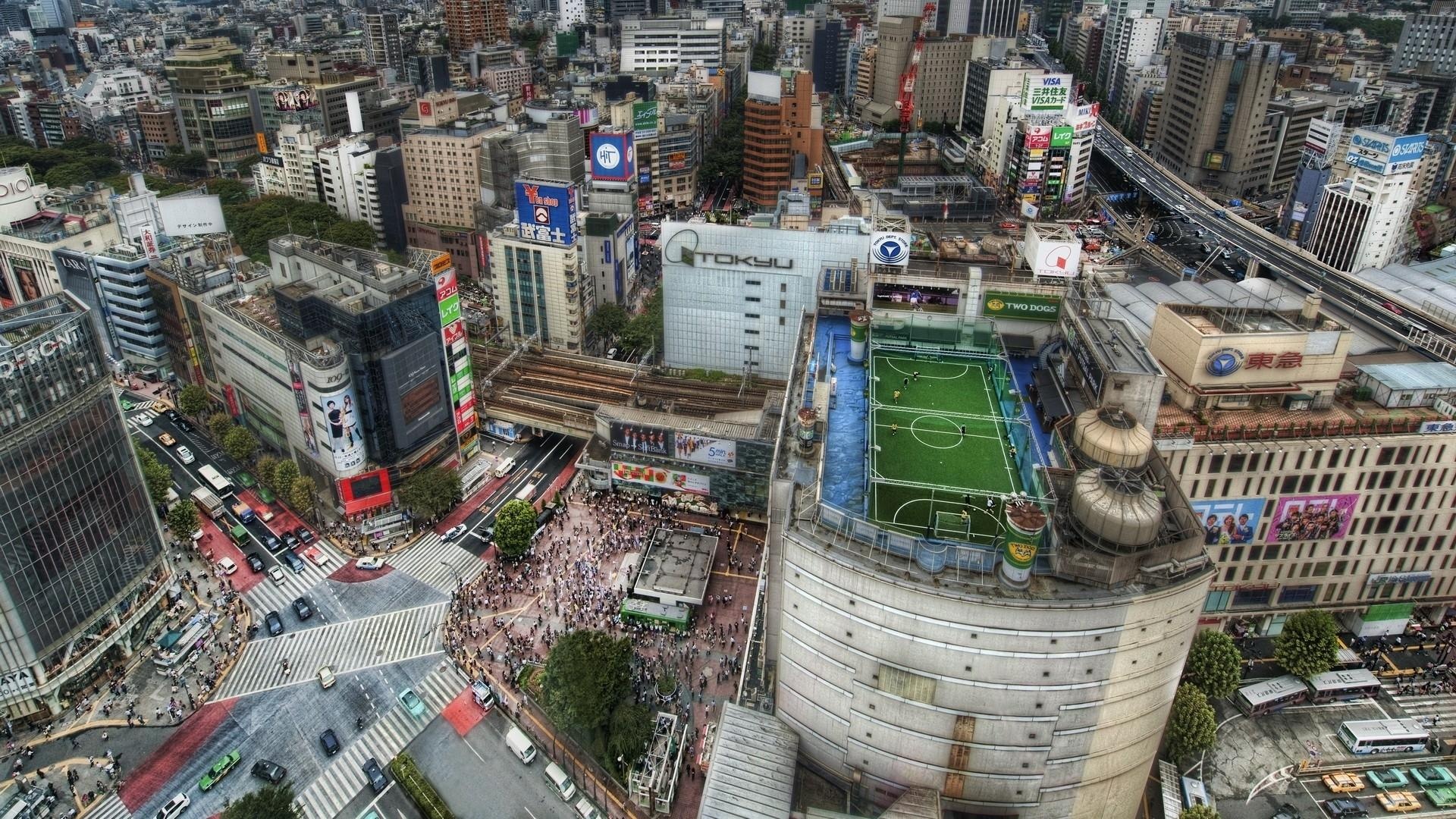 Soccer field, Tokyo rooftop, HD wallpaper, Urban sports, 1920x1080 Full HD Desktop