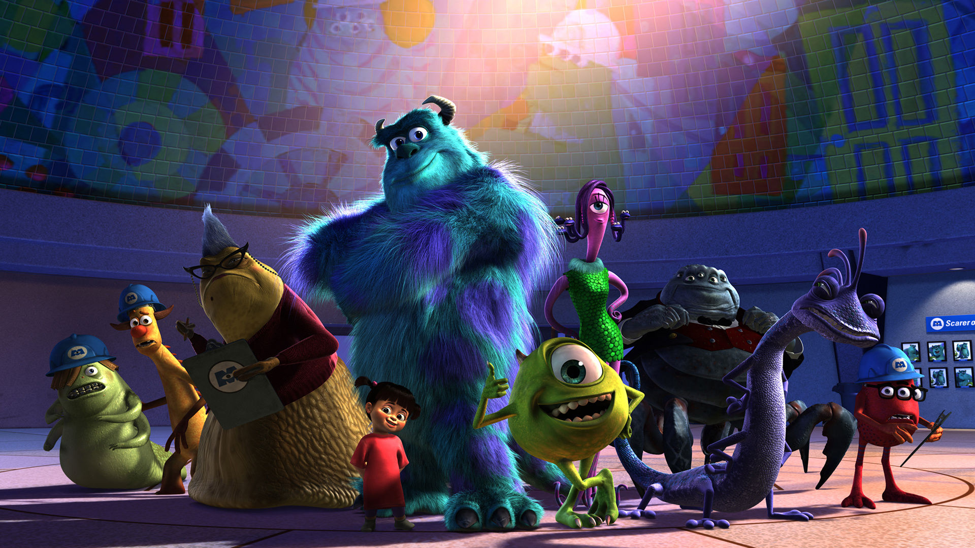 Monsters Inc. cartoon wallpapers, Beloved Pixar movie, Fun monster characters, Playful animation, 1920x1080 Full HD Desktop