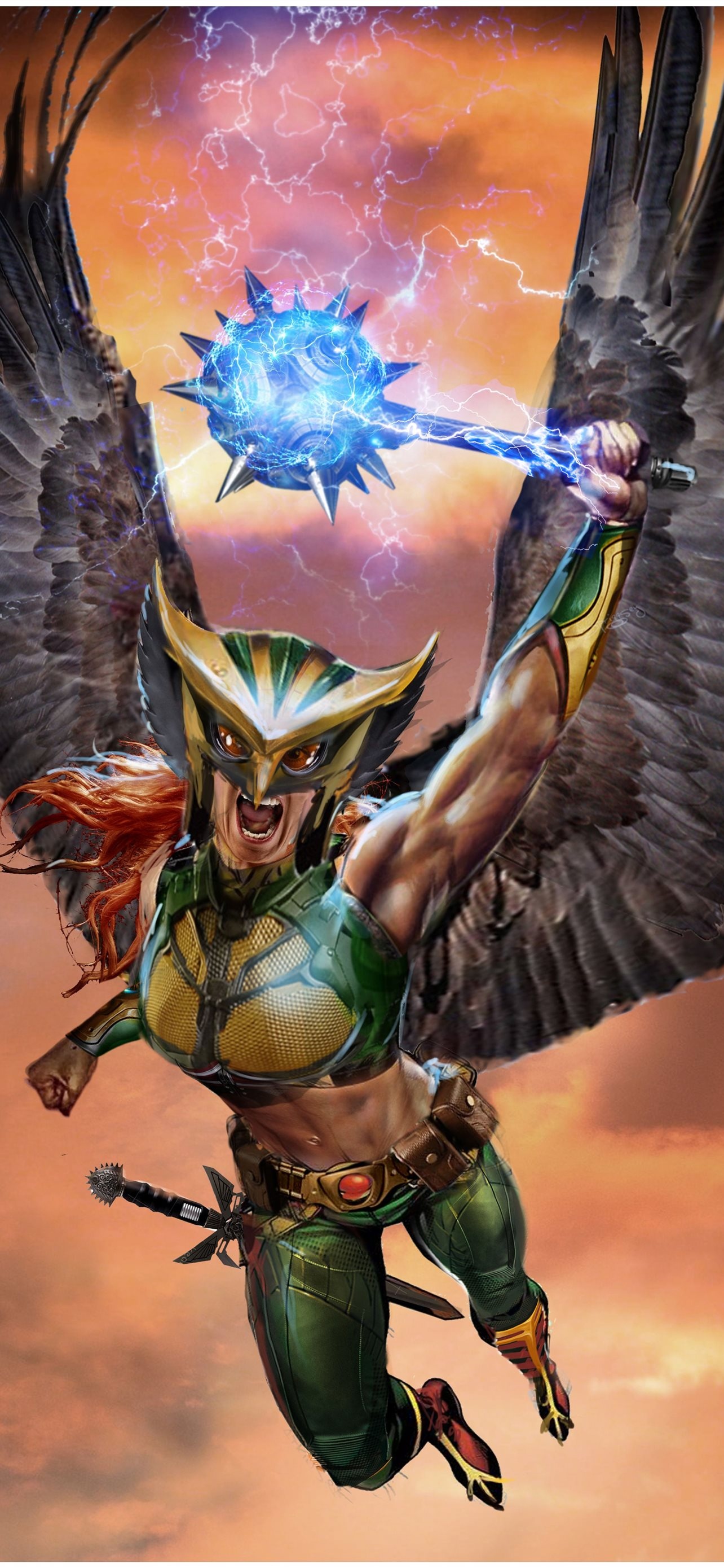 Hawkgirl, Comics, Superheroine, Justice, 1290x2780 HD Phone