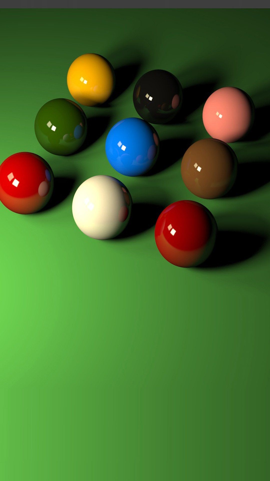 Snooker: The balls for a classic English cue game - reds, color balls and a white cue ball. 1080x1920 Full HD Wallpaper.