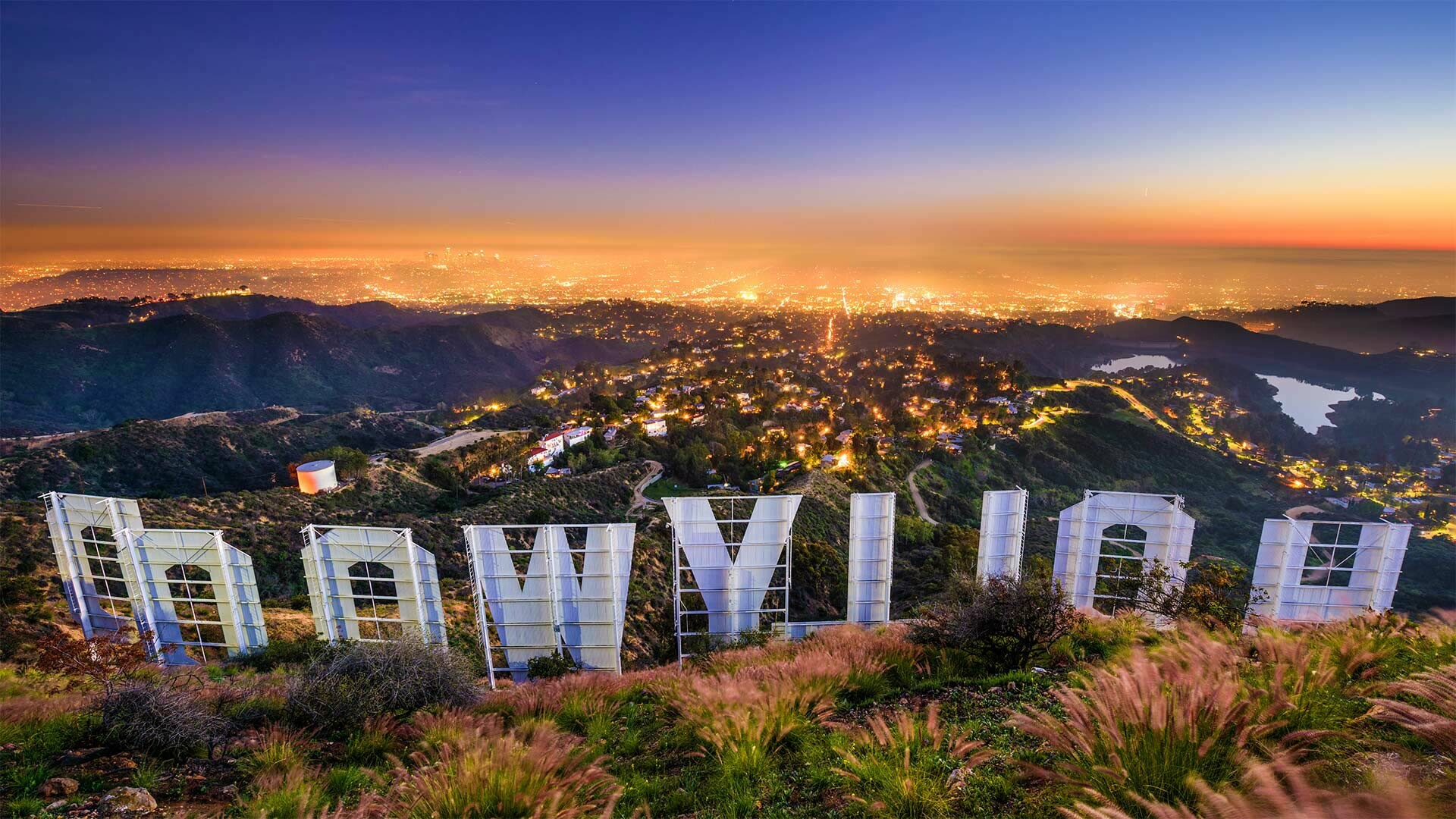 Hollywood Sign: Los Angeles, USA, A symbol of the movie industry since 1923. 1920x1080 Full HD Wallpaper.