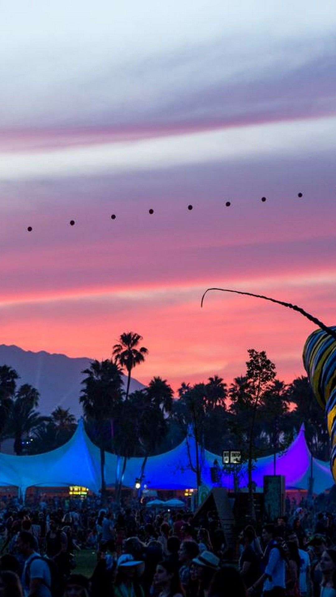 Coachella: Popular event in the United States, with an attendance of over 250,000 people each year. 1080x1920 Full HD Background.