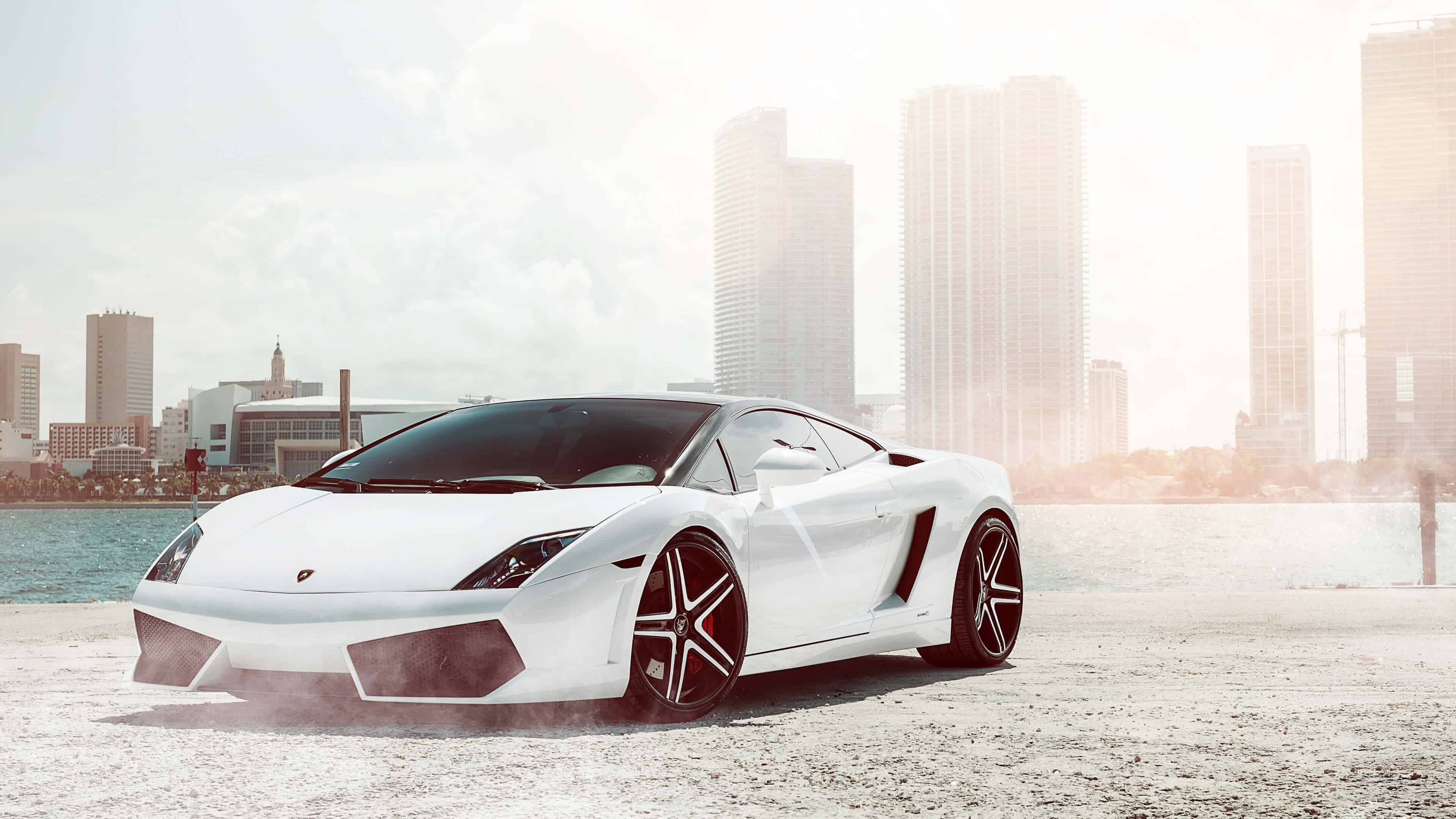 White Lamborghini Gallardo, UHD 4K wallpaper, Luxury car, 3840x2160 4K Desktop
