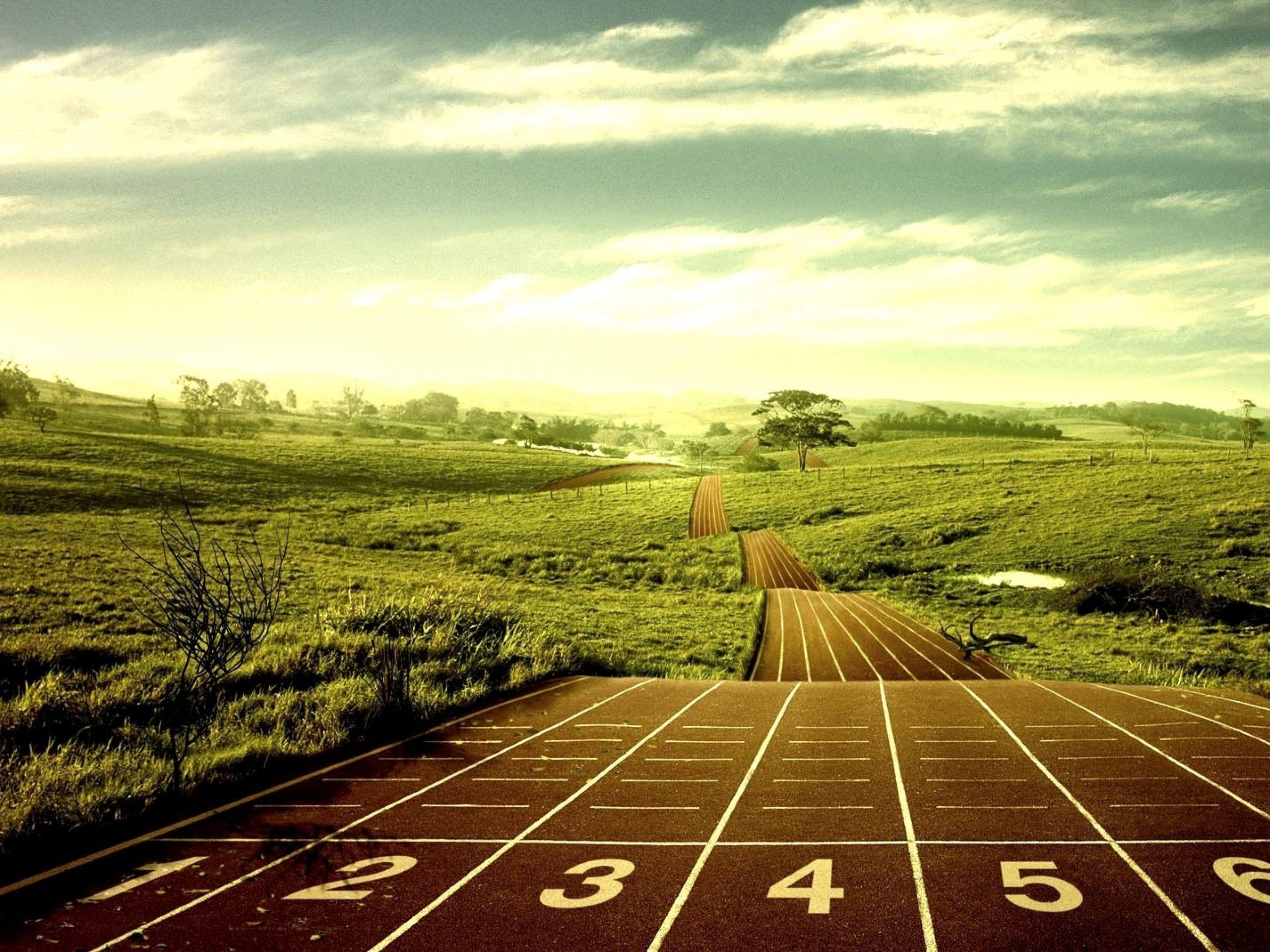 Marathon: A running race about 26 miles (42 kilometers) long, A long-distance running trail. 2560x1920 HD Wallpaper.