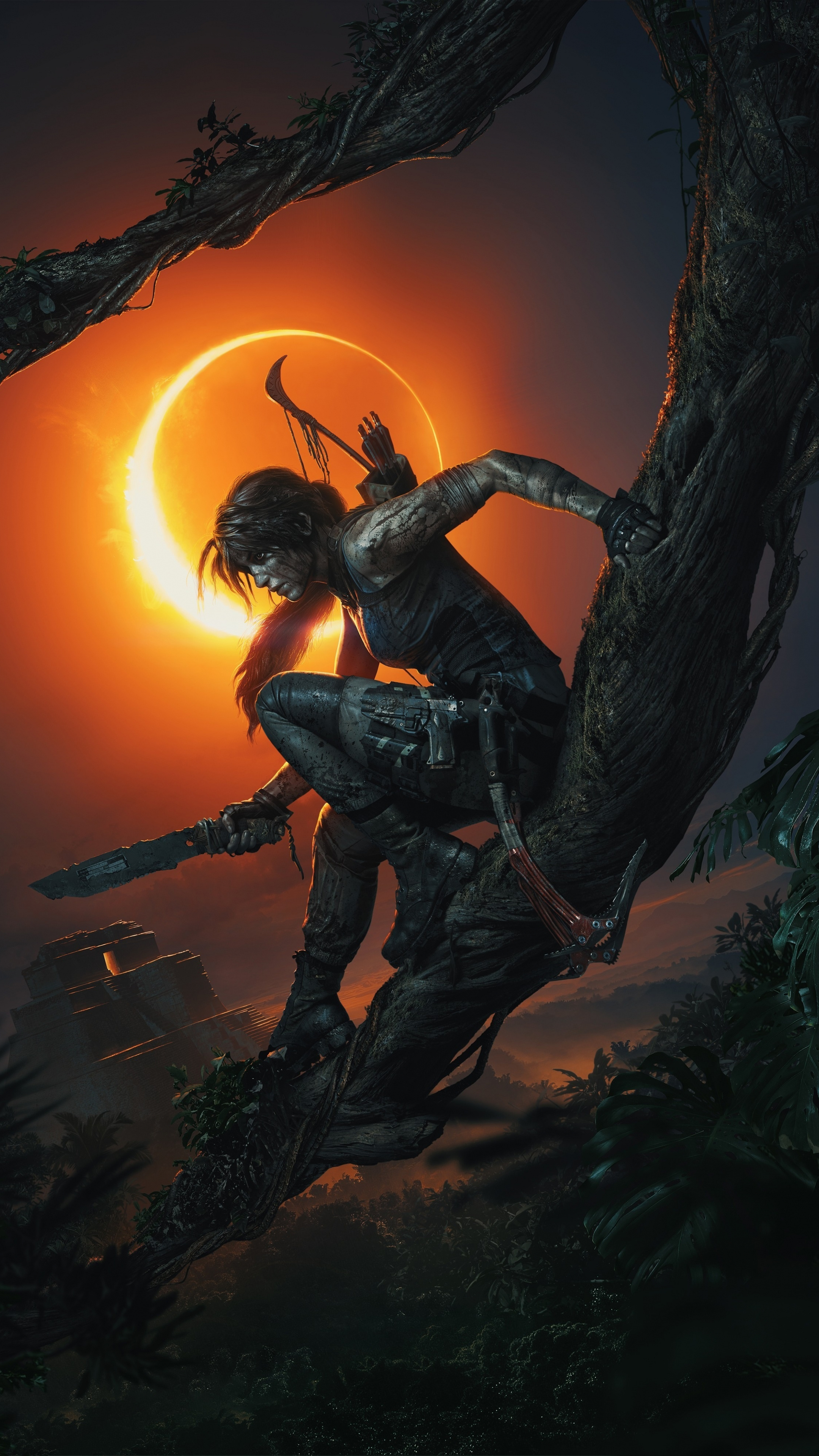 Dark night adventure, Lara Croft's exploration, Sony Xperia Z5 Premium HD wallpapers, 2160x3840 4K Handy