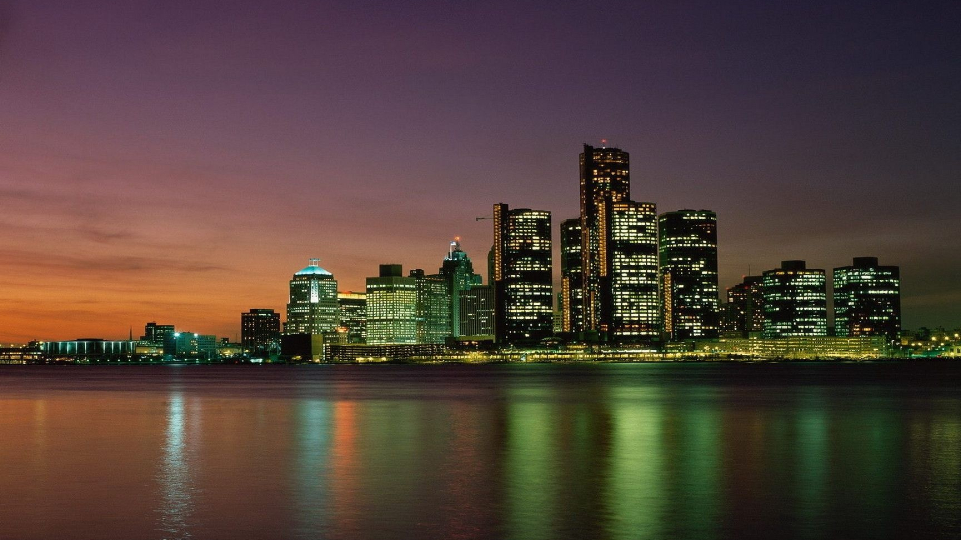 Detroit Skyline, Travels, Top free iPhone backgrounds, 1920x1080 Full HD Desktop