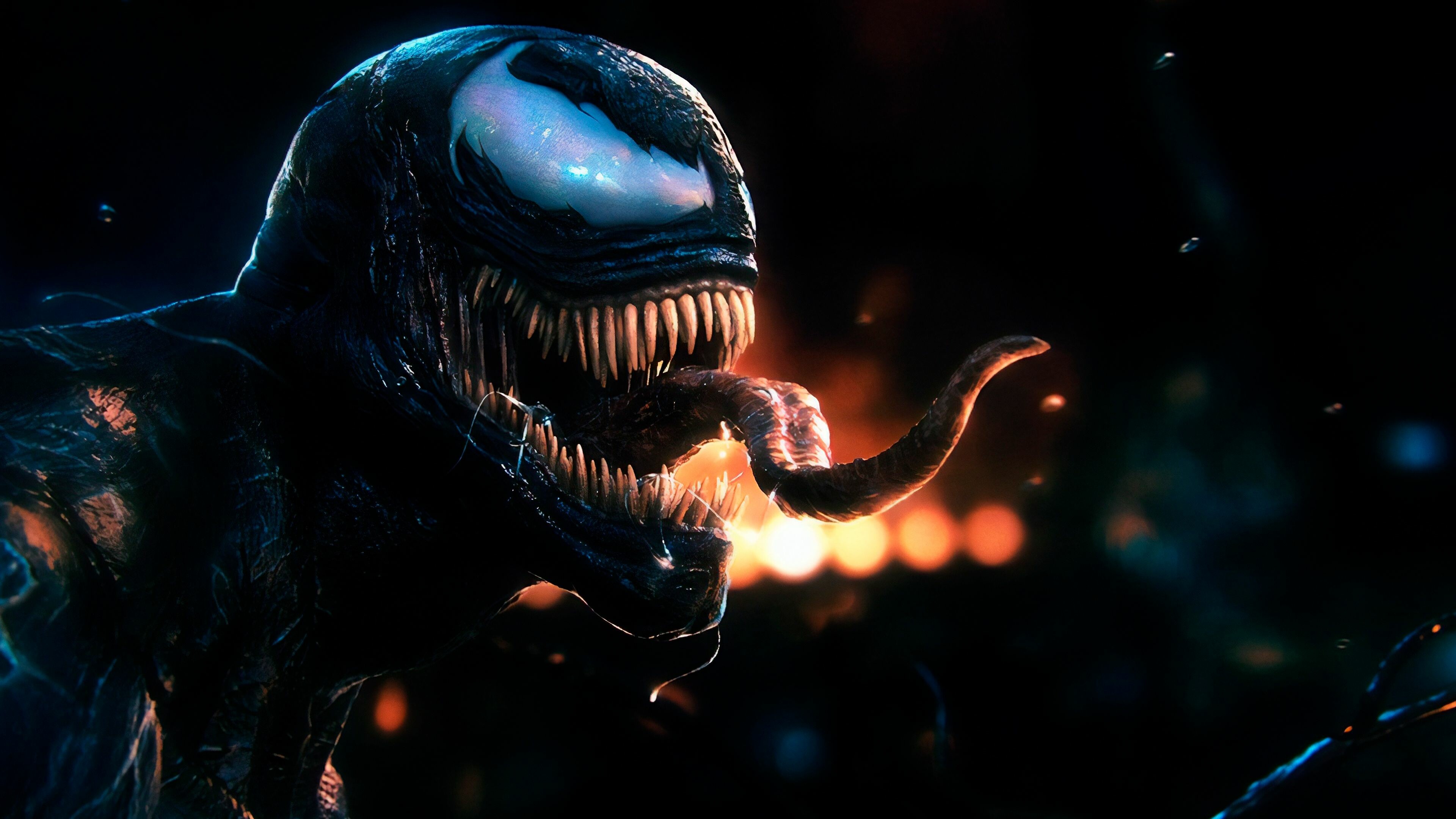 Venom: Film produced by Columbia Pictures in association with Marvel and Tencent Pictures. 3840x2160 4K Wallpaper.