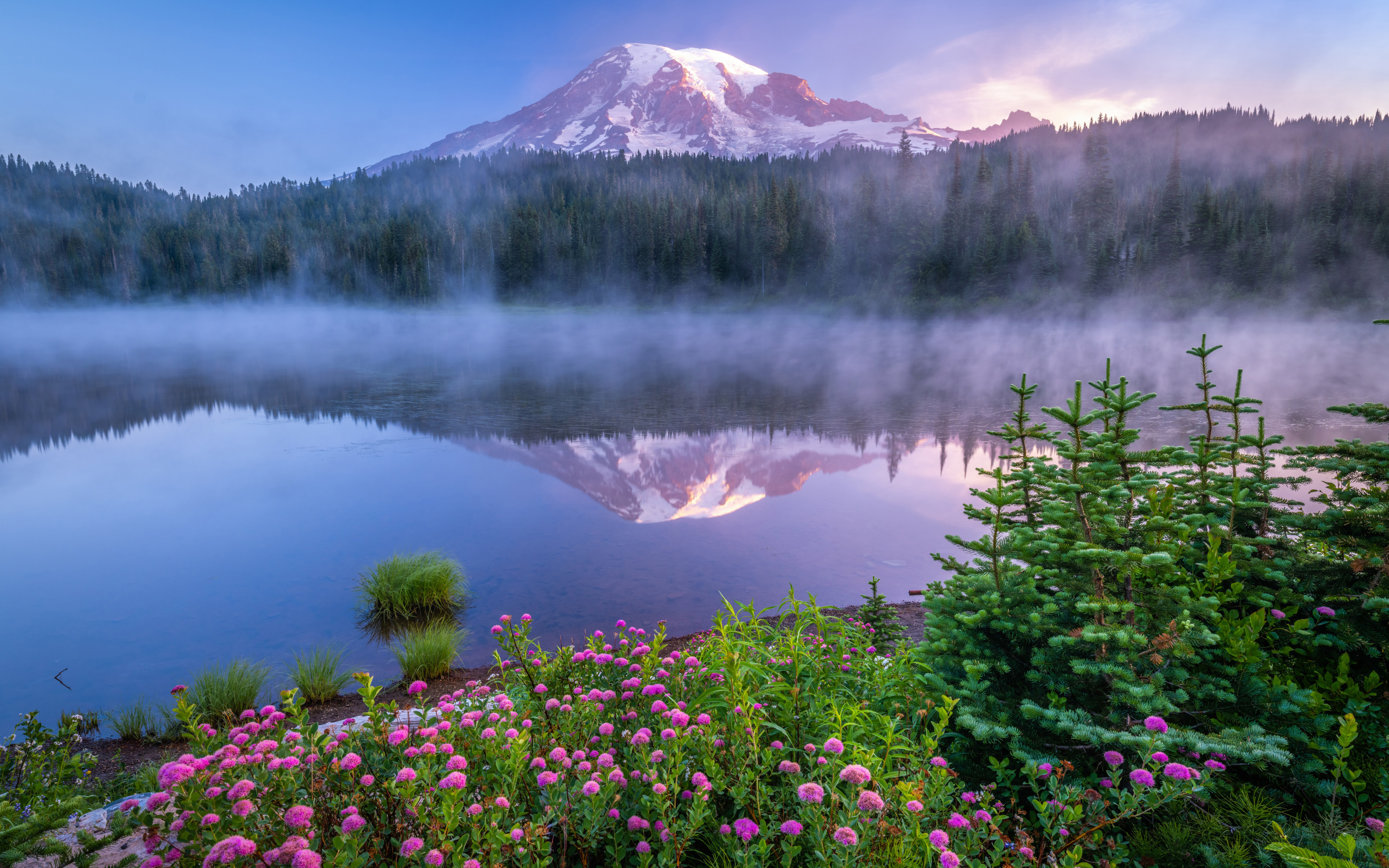 Reflection Lake, Mount Rainier mountains, 2880x1800 HD Desktop