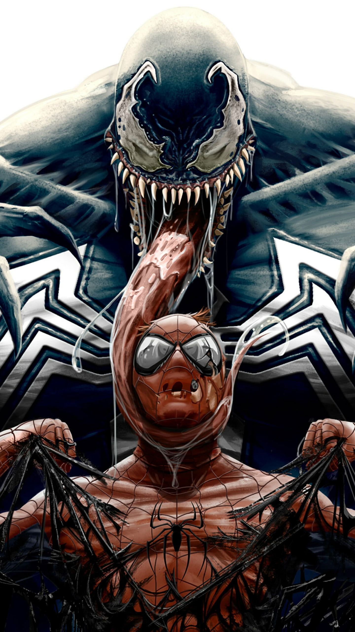 Marvel: Venom and Spider-Man, Comics, Superheros, Peter Parker. 1440x2560 HD Wallpaper.