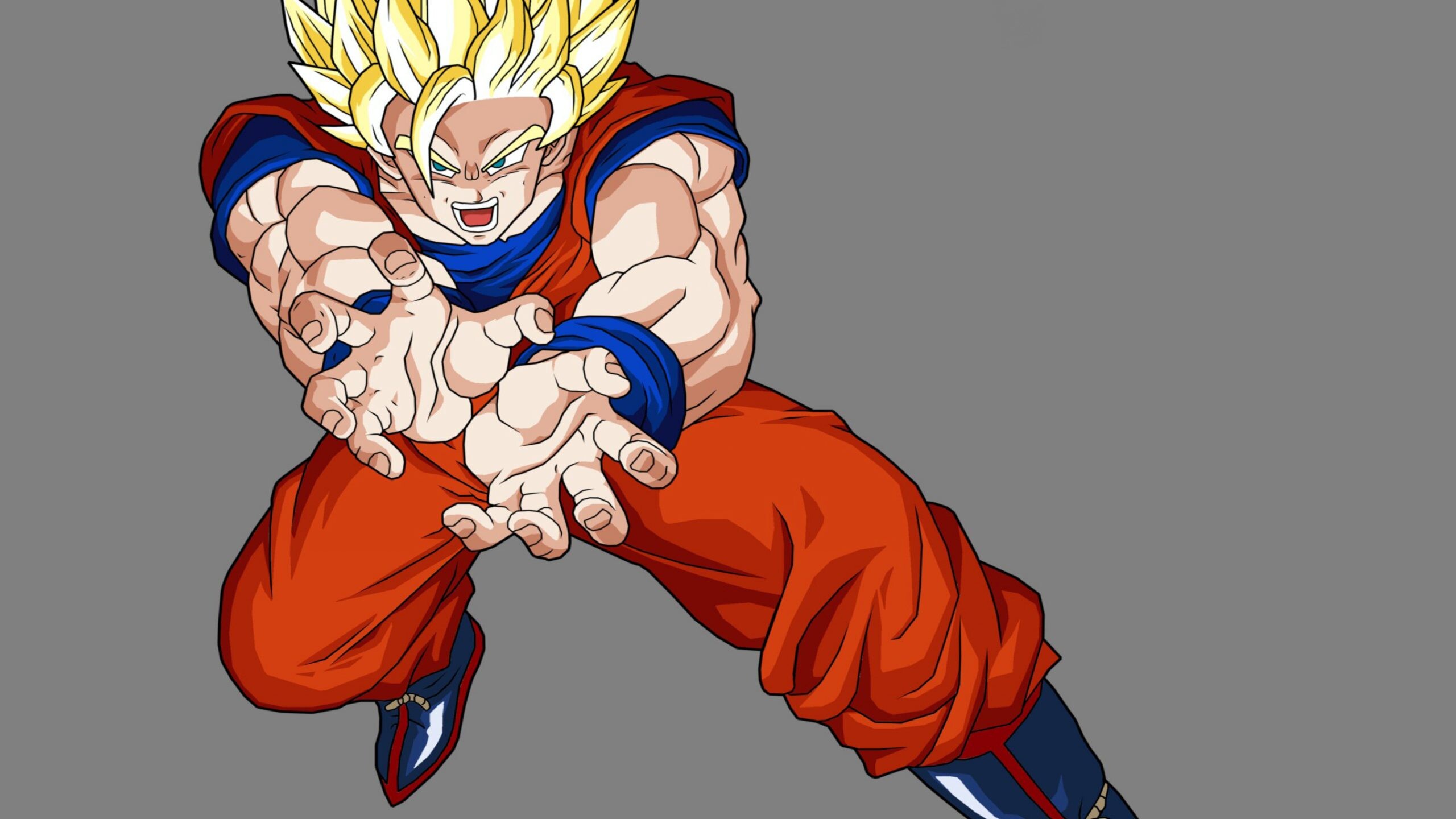 Goku Kamehameha: SSJ2, Energy attack with cupped hands, Energy concentrated into a single point. 2560x1440 HD Wallpaper.