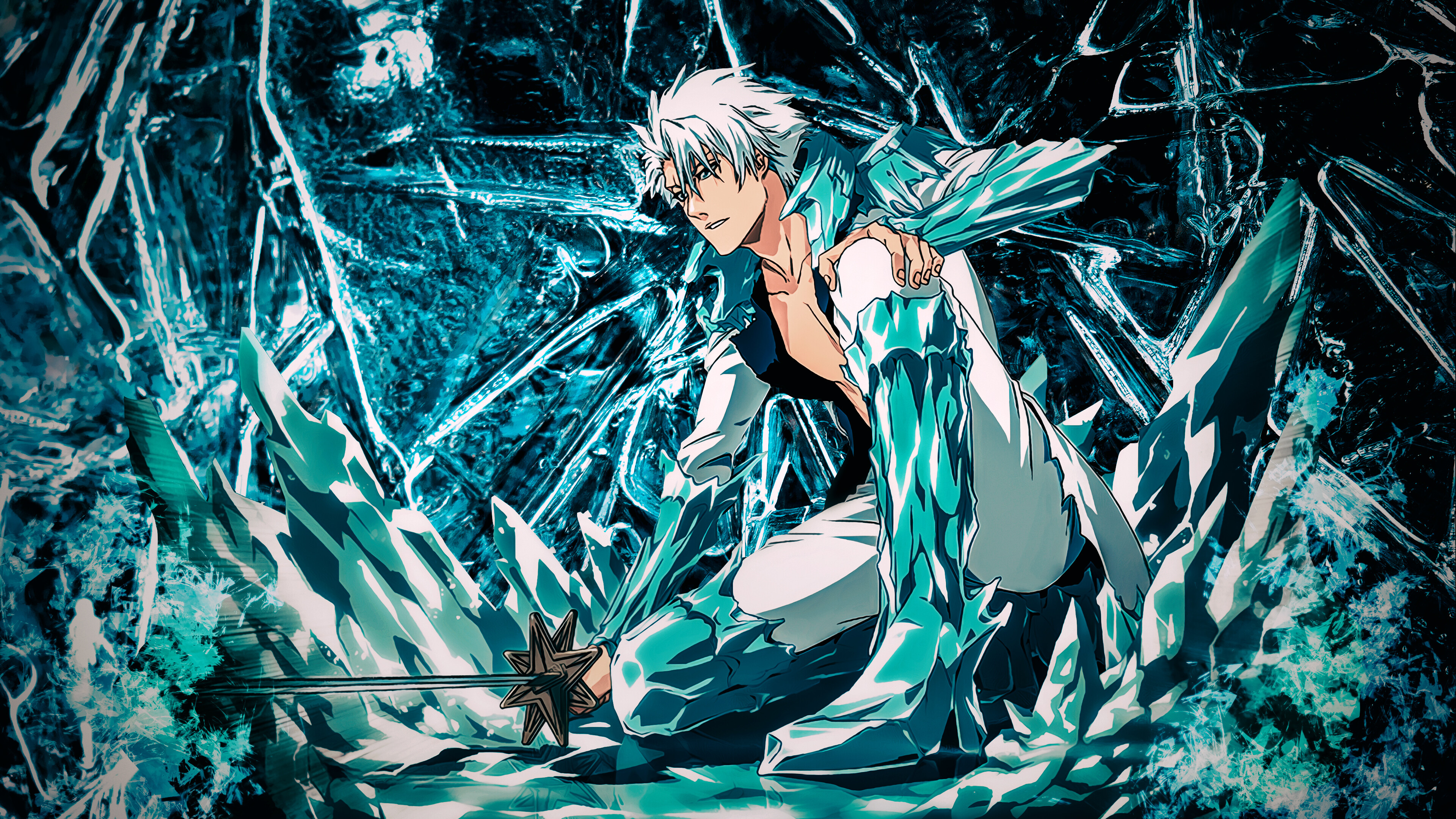 Bleach: Toshiro Hitsugaya, the captain of the 10th Division in the Gotei 13. 3840x2160 4K Background.