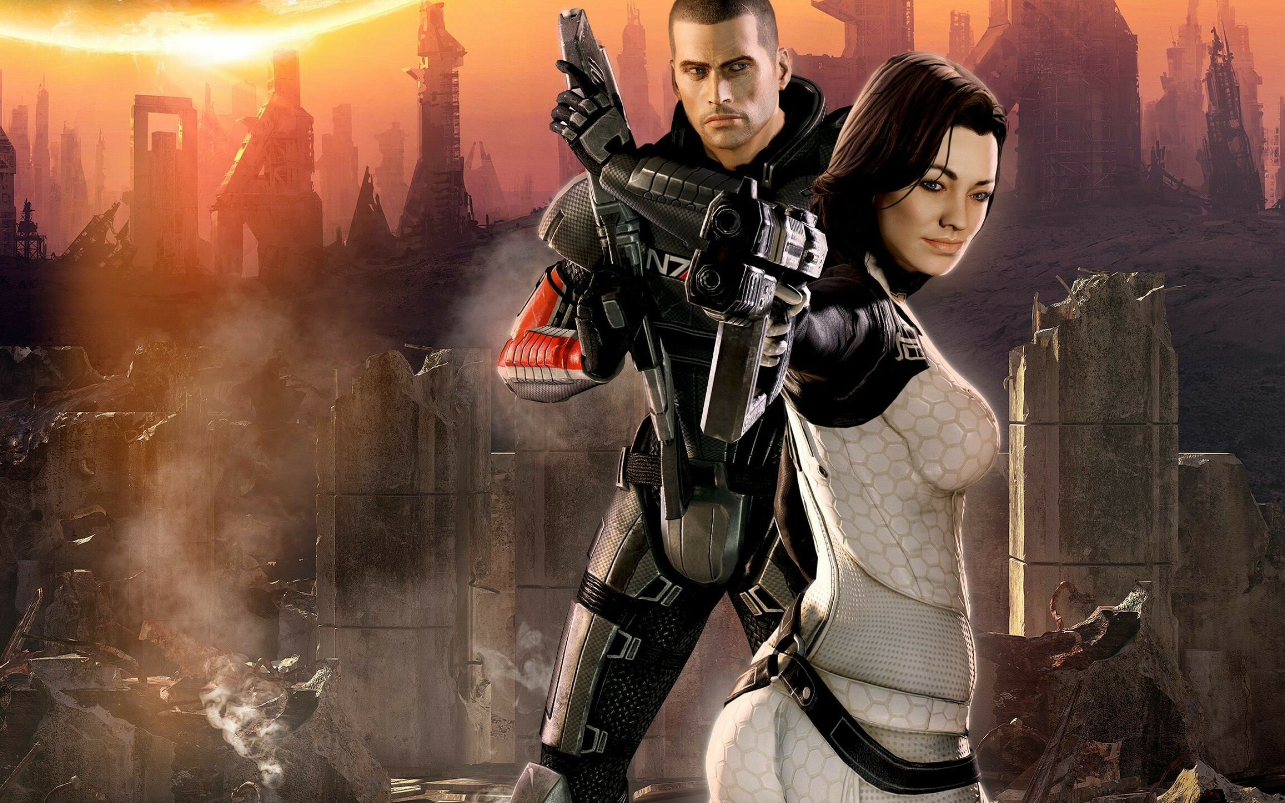 Mass Effect 2: A science-fiction role-playing action game developed by BioWare for the Xbox 360, PC, and PlayStation 3. 2560x1600 HD Background.