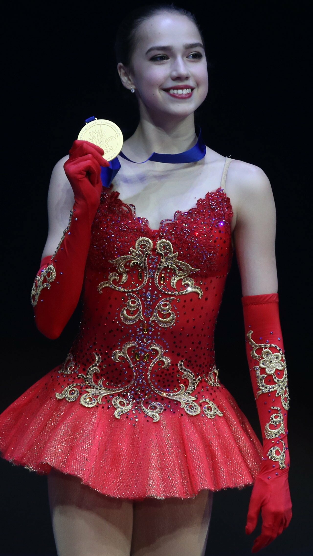 Alina Zagitova: She won the gold medal ahead of Kaori Sakamoto at the 2017 World Junior Figure Skating Championships. 1280x2280 HD Background.