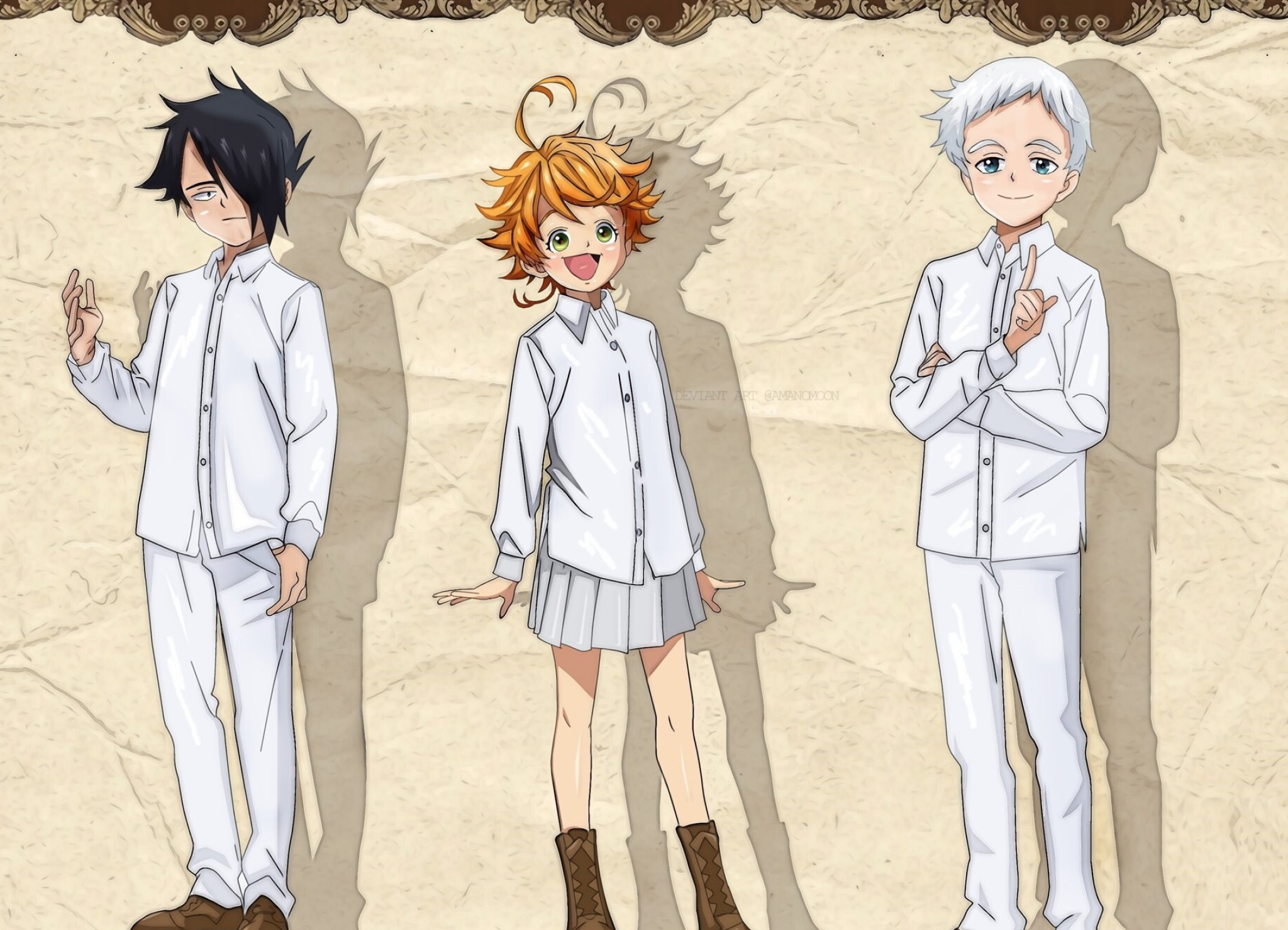 The Promised Neverland: Emma, Norman, Ray, UVERworld performed the series' opening theme song "Touch Off". 2050x1480 HD Wallpaper.