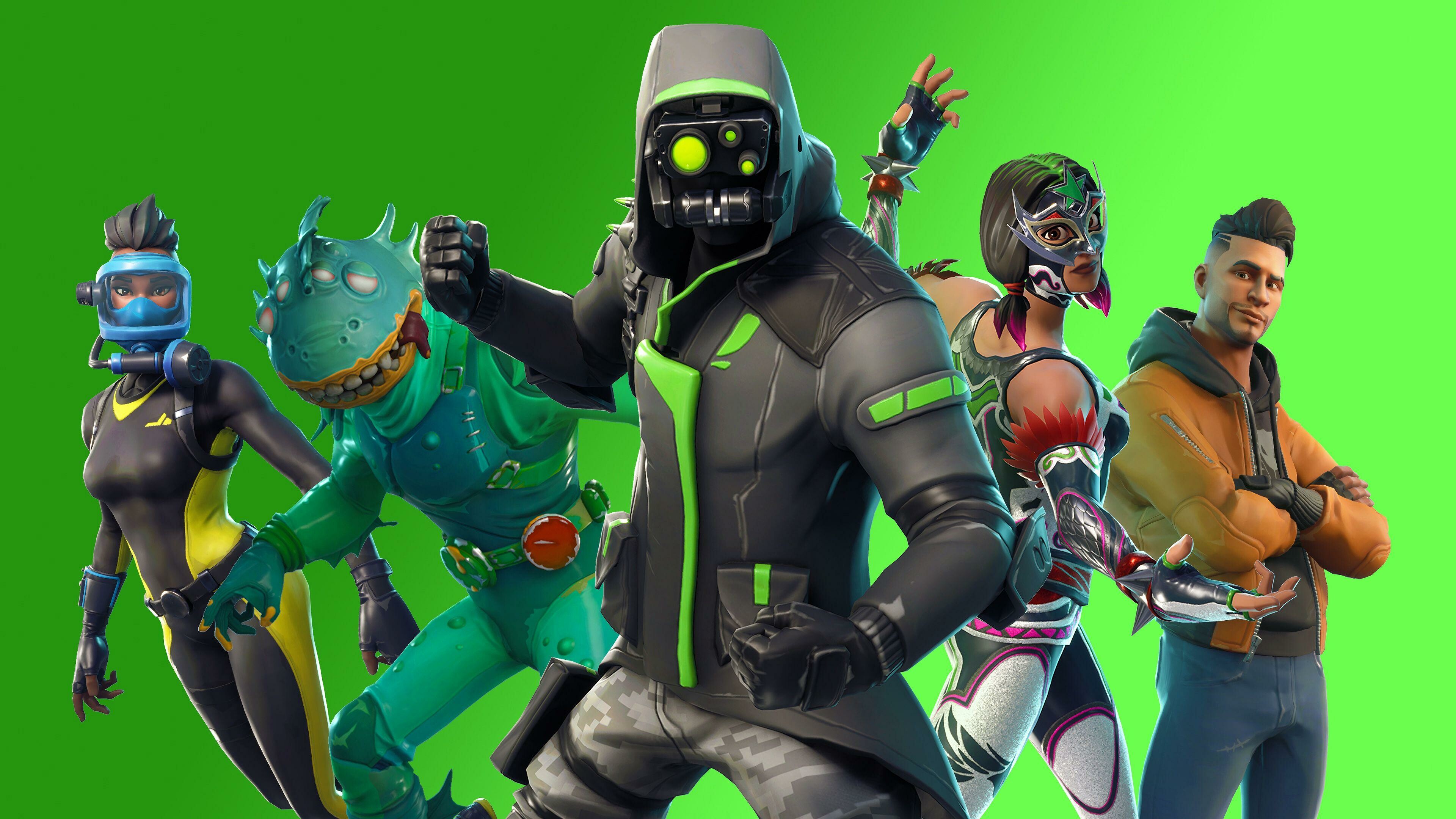 Fortnite: Game characters, A battle royale game, developed by Epic Games. 3840x2160 4K Wallpaper.