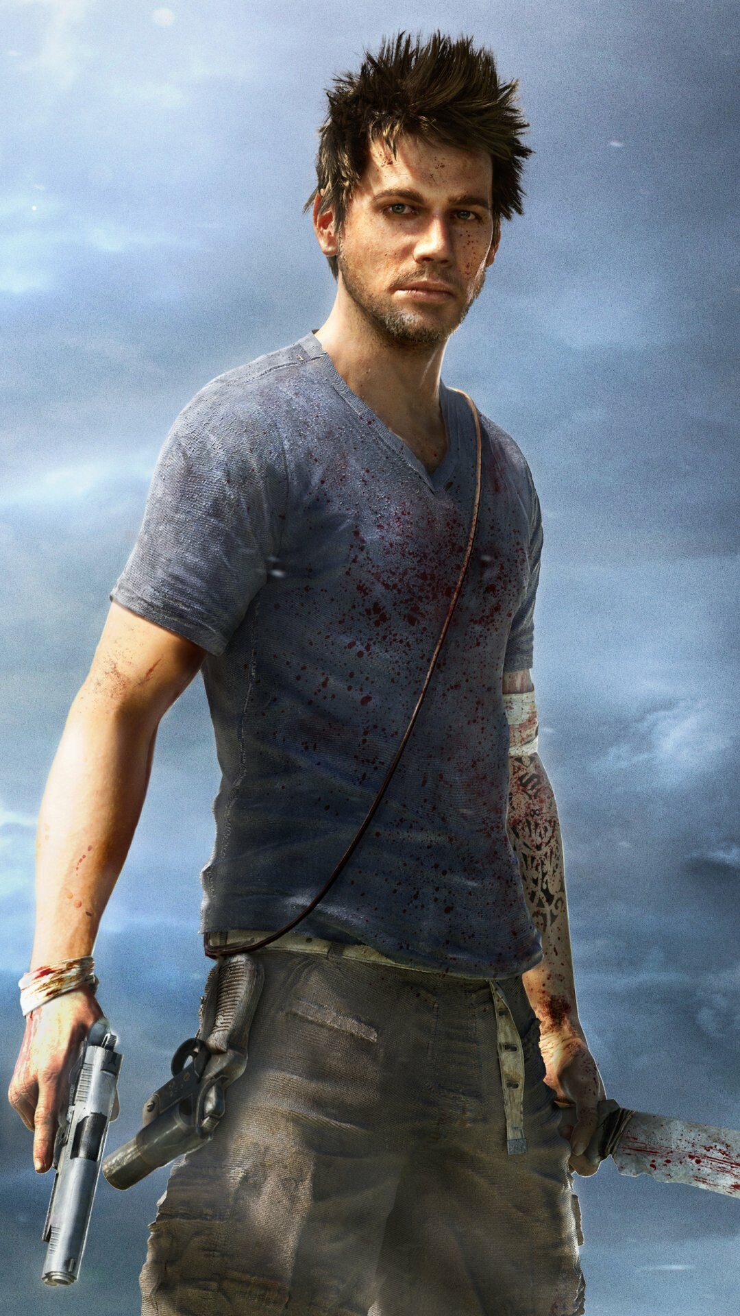 Far Cry 3: The protagonist, Jason Brody, a daredevil who is on a holiday in the Pacific with his two brothers and some friends. 1080x1920 Full HD Background.