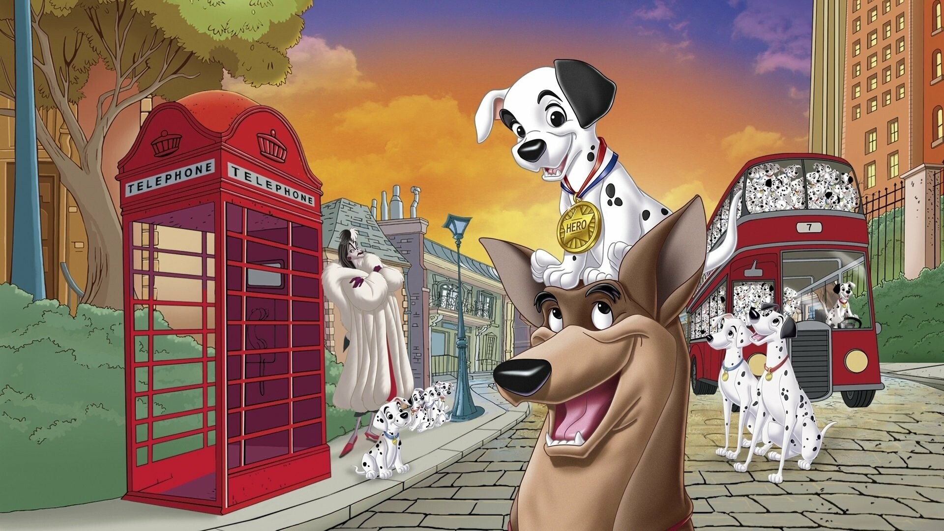 One Hundred and One Dalmatians: 101 Dalmatians II: Patch's London Adventure. 1920x1080 Full HD Background.
