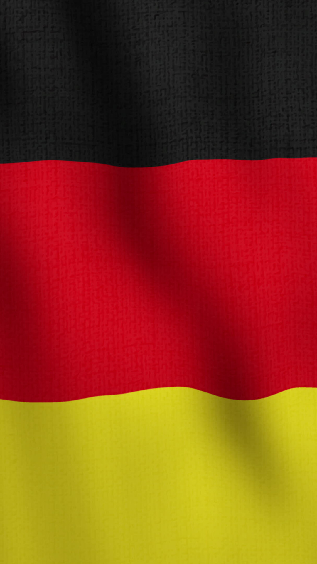Flag of Germany: Waving national tricolor, Sable, gules and or, Tincture colors in heraldry. 1080x1920 Full HD Wallpaper.