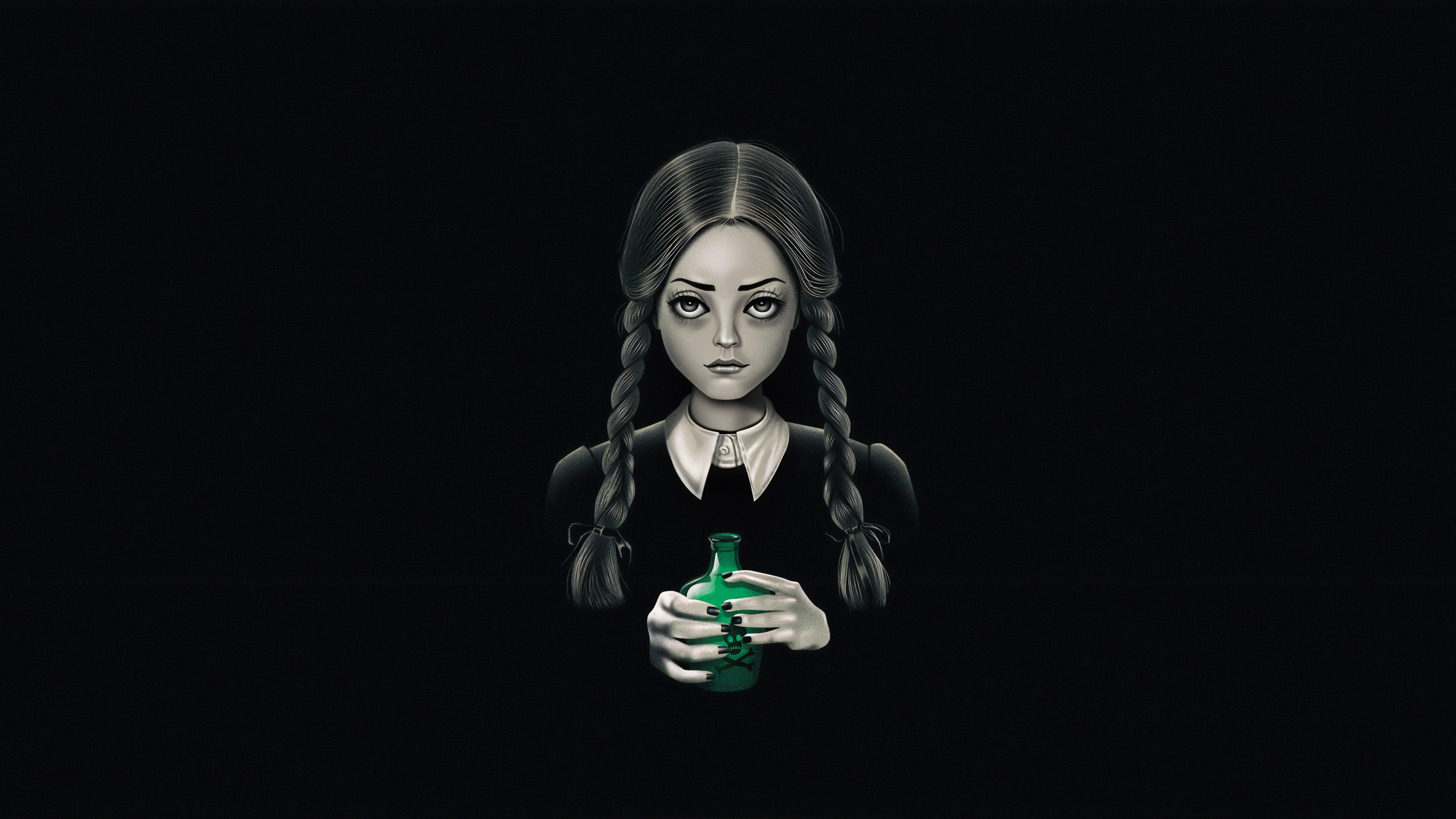 Wednesday Addams, Poisonous character, HD wallpapers, Creepy vibes, 3840x2160 4K Desktop